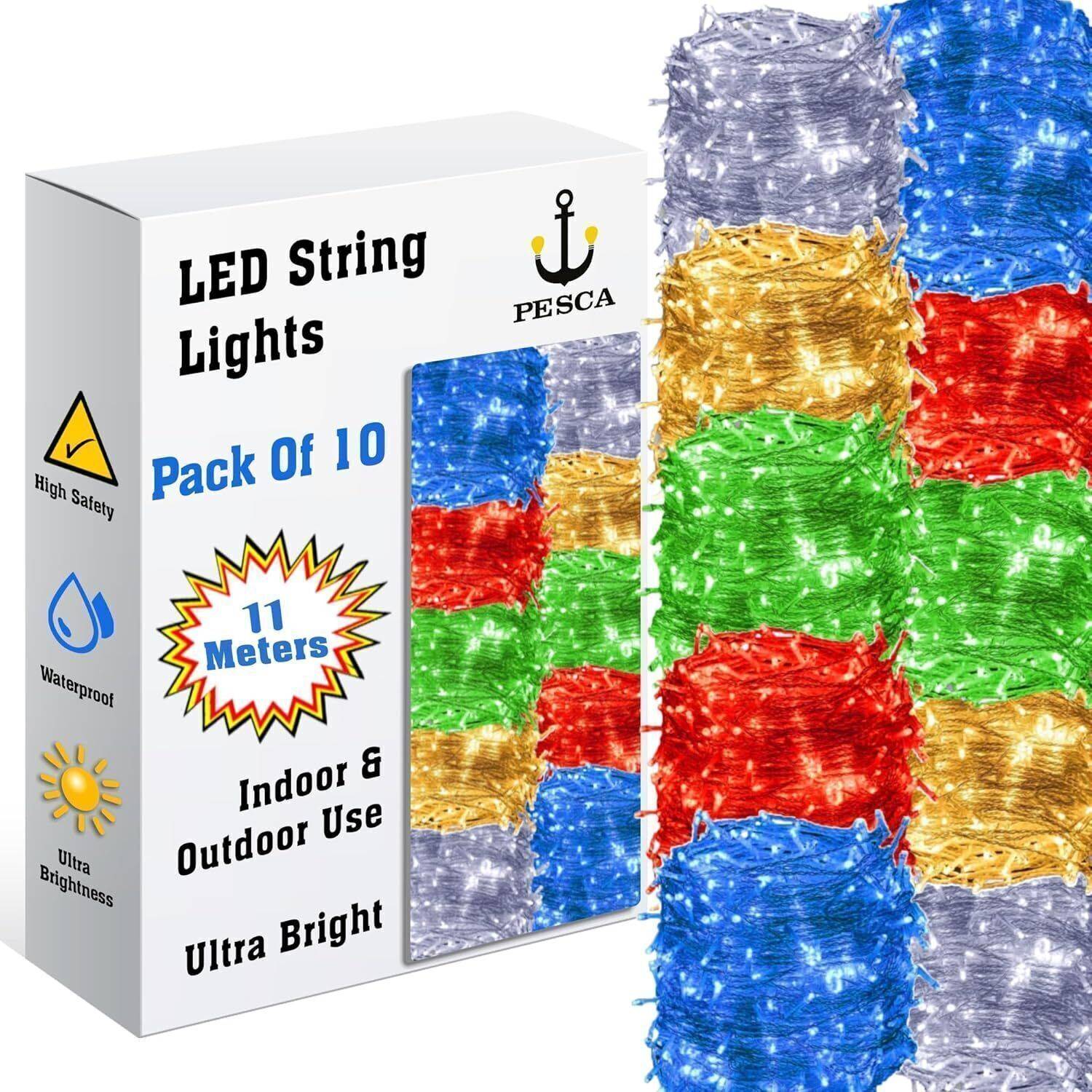 PESCA 40 LEDs 11 m Multicolor Steady String Rice Lights (Pack of