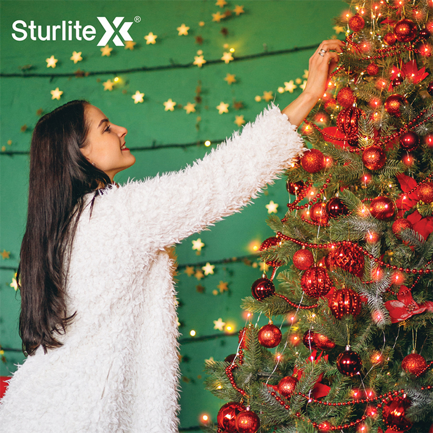 Image of Sturlite 46 LEDs 10 m Red Flickering, Steady Bulb Rice Lights