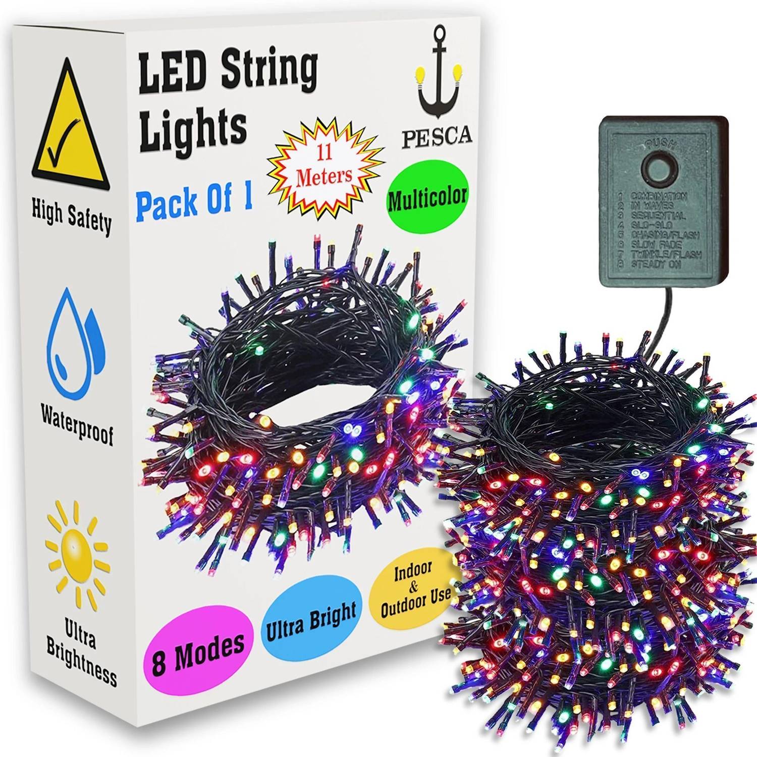 PESCA 40 LEDs 11 m Multicolor Steady String Rice Lights (Pack of