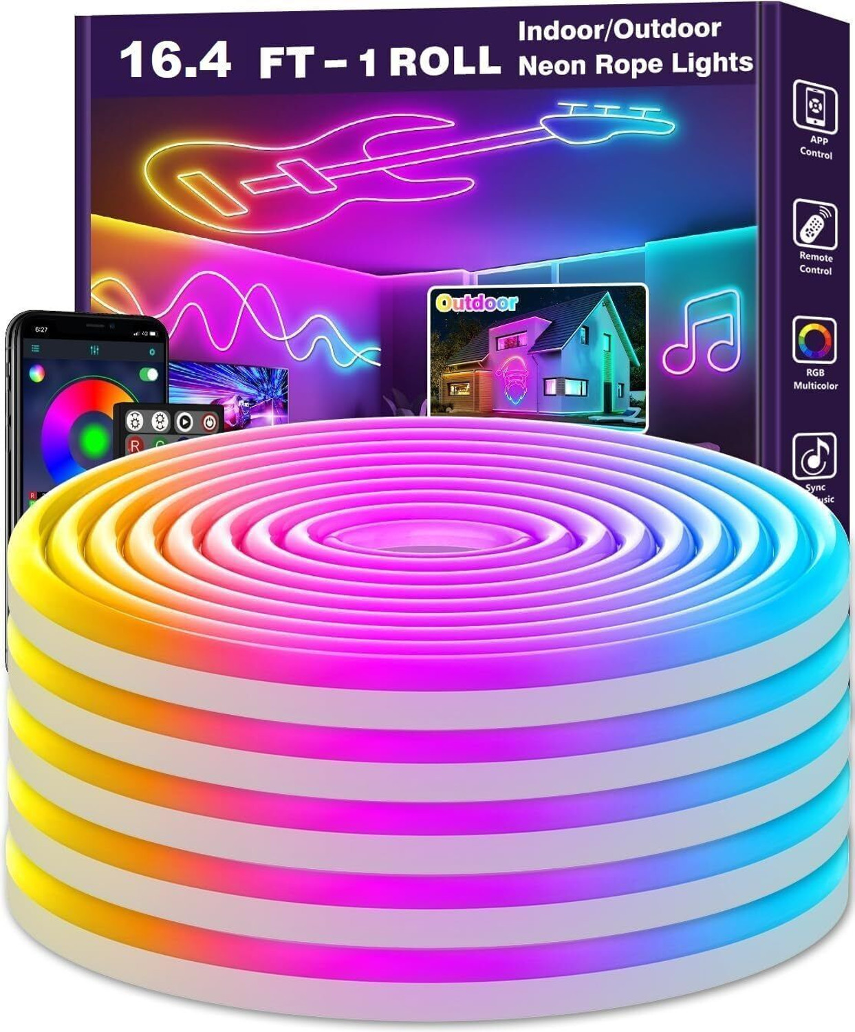 Image of AI SMART 600 LEDs 5 m Red, Green, Blue Flickering, Steady, Color Changing Strip Rice Lights