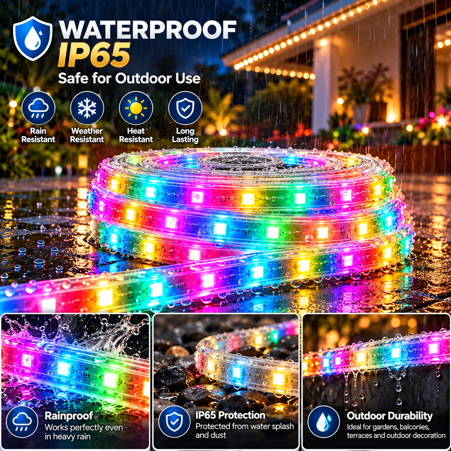 Image of AOZZO LIGHTS 1200 LEDs 10 m Multicolor Steady Strip Rice Lights (Pack of 1)
