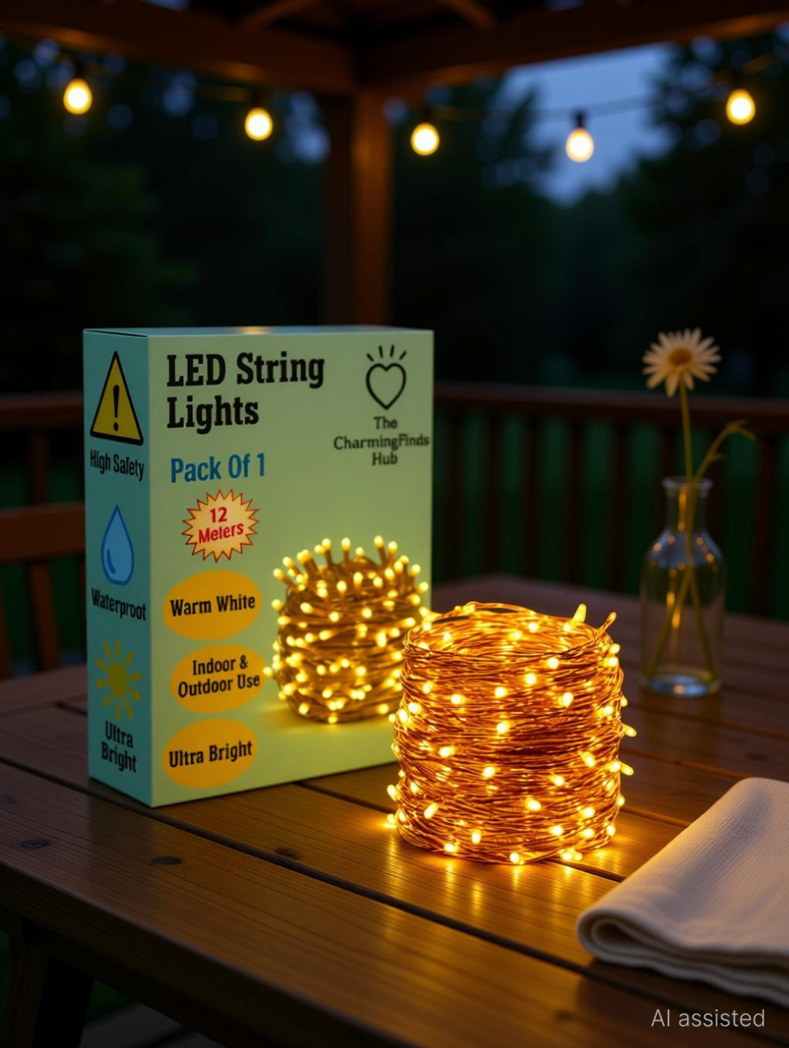 Image of The CharmingFinds Hub 40 LEDs 12 m White Steady String Rice Lights (Pack of 1)