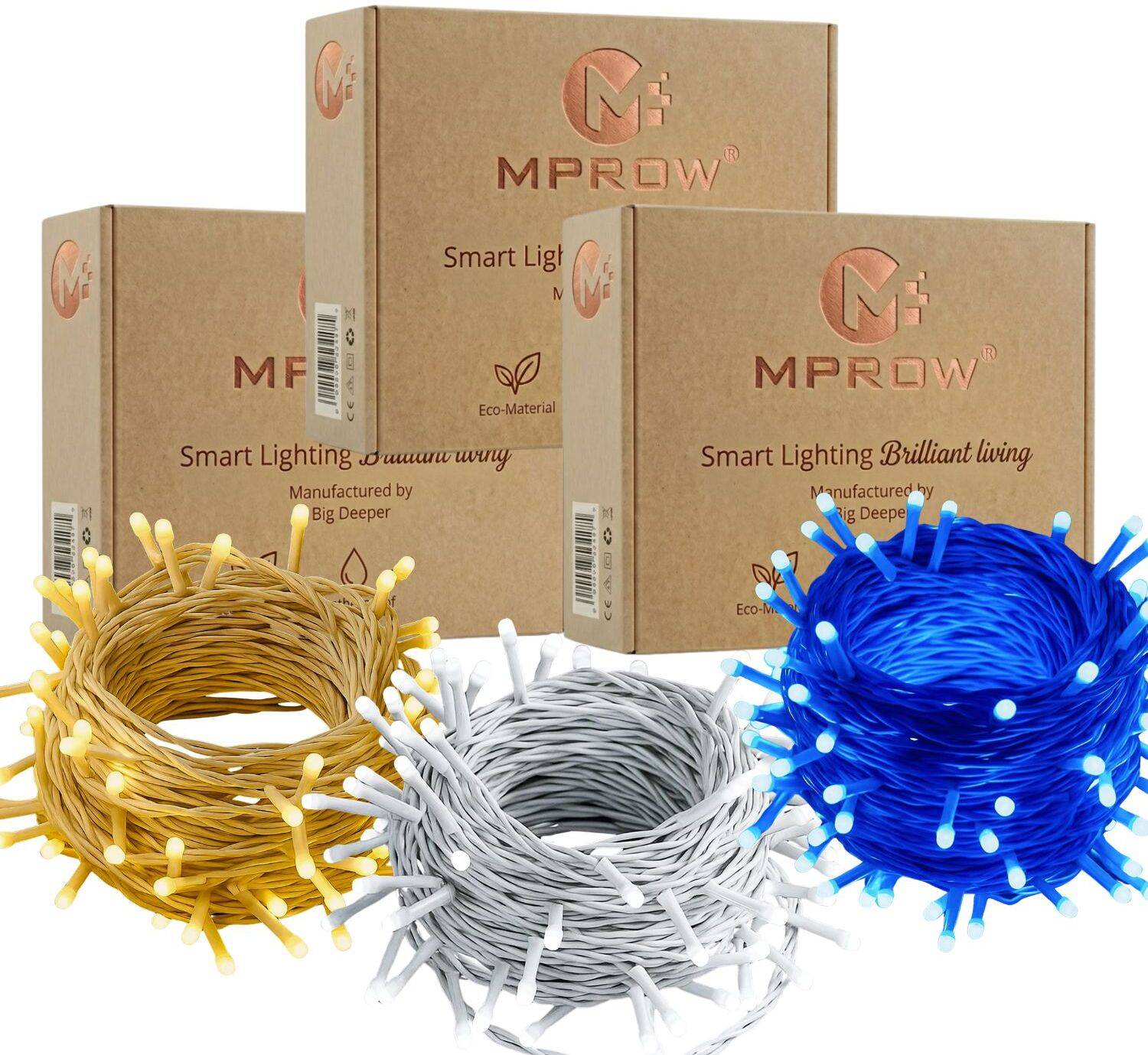 MPROW 40 LEDs 11 m Yellow, White, Blue Steady String Rice Lights