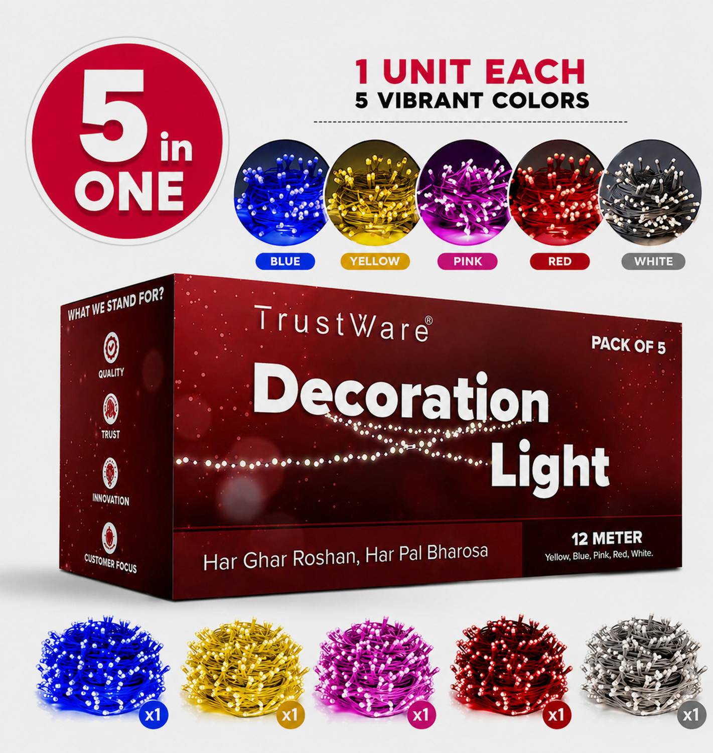 Trust Ware 40 LED Multicolor Rice Lights 12m - Image 1