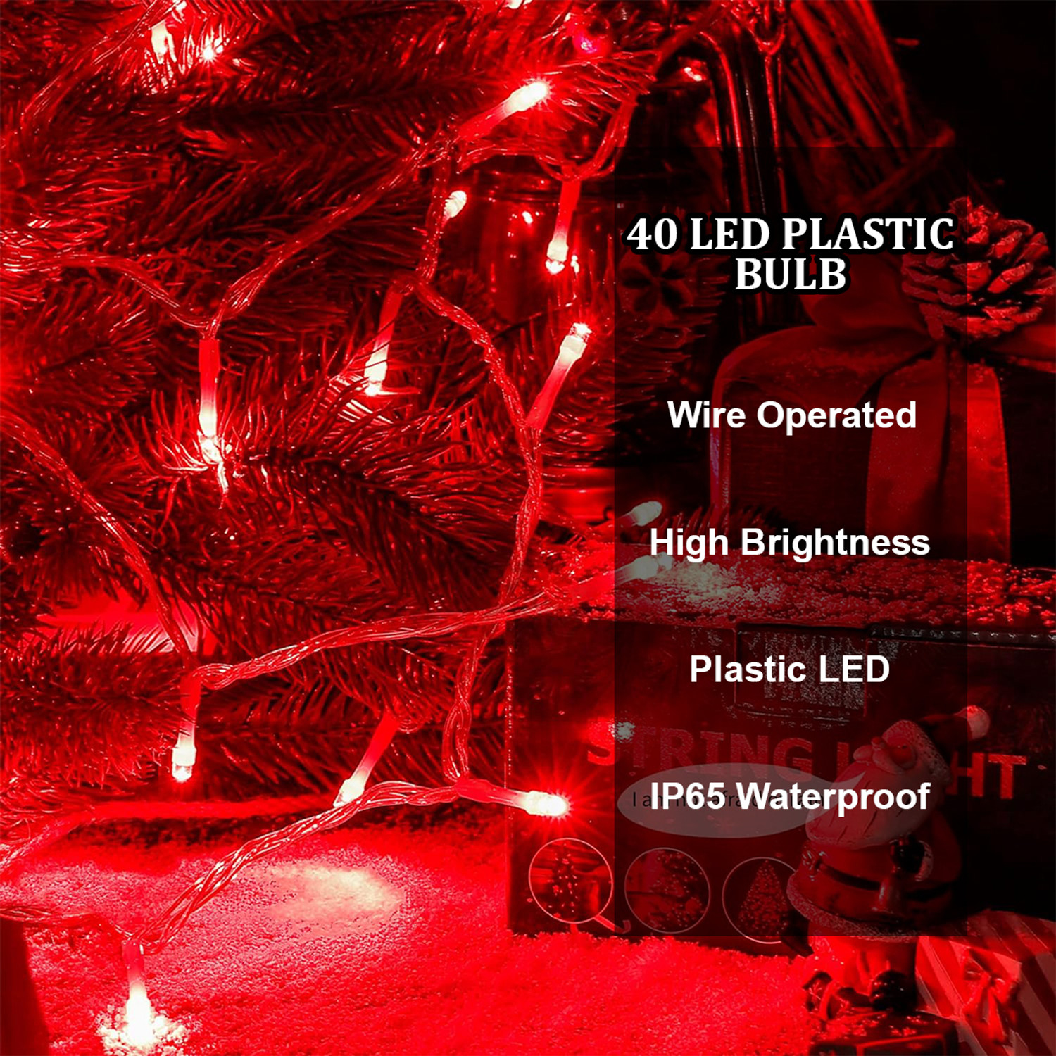 Image of FIZZYTECH 40 LEDs 11 m Red Flickering String Rice Lights
