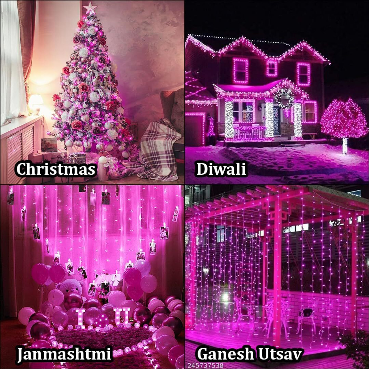Image of FIZZYTECH 40 LEDs 11 m Pink Flickering String Rice Lights