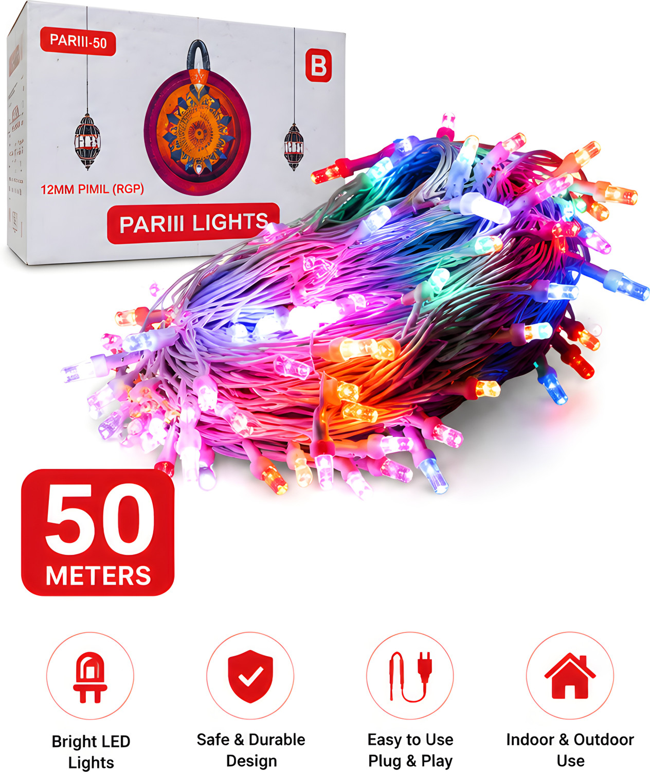 Image of Pari 250 LEDs 50 m Multicolor Color Changing, Flickering Strip Rice Lights