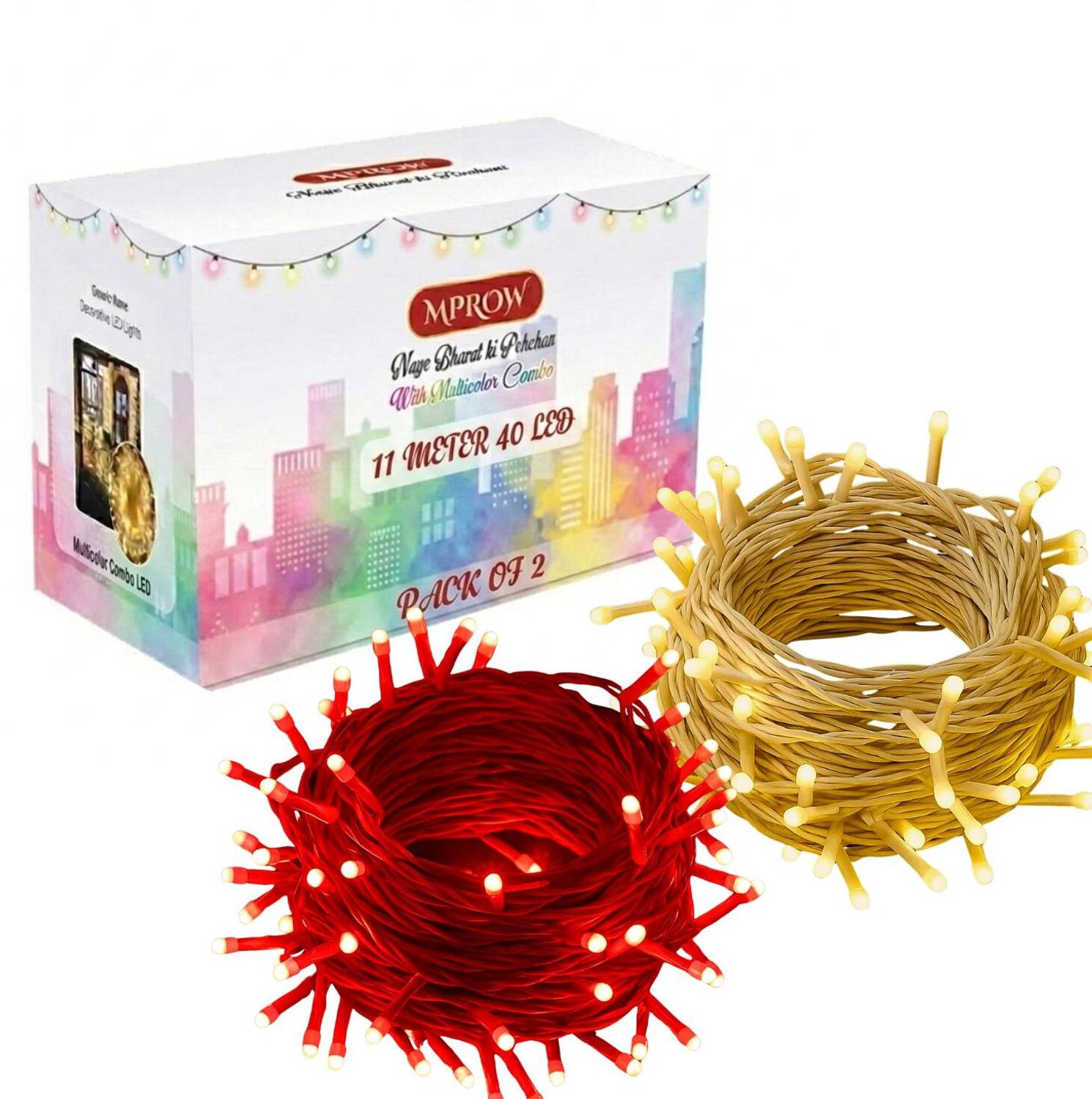 MPROW 40 LEDs 11 m Red, Yellow Steady String Rice Lights (Pack of