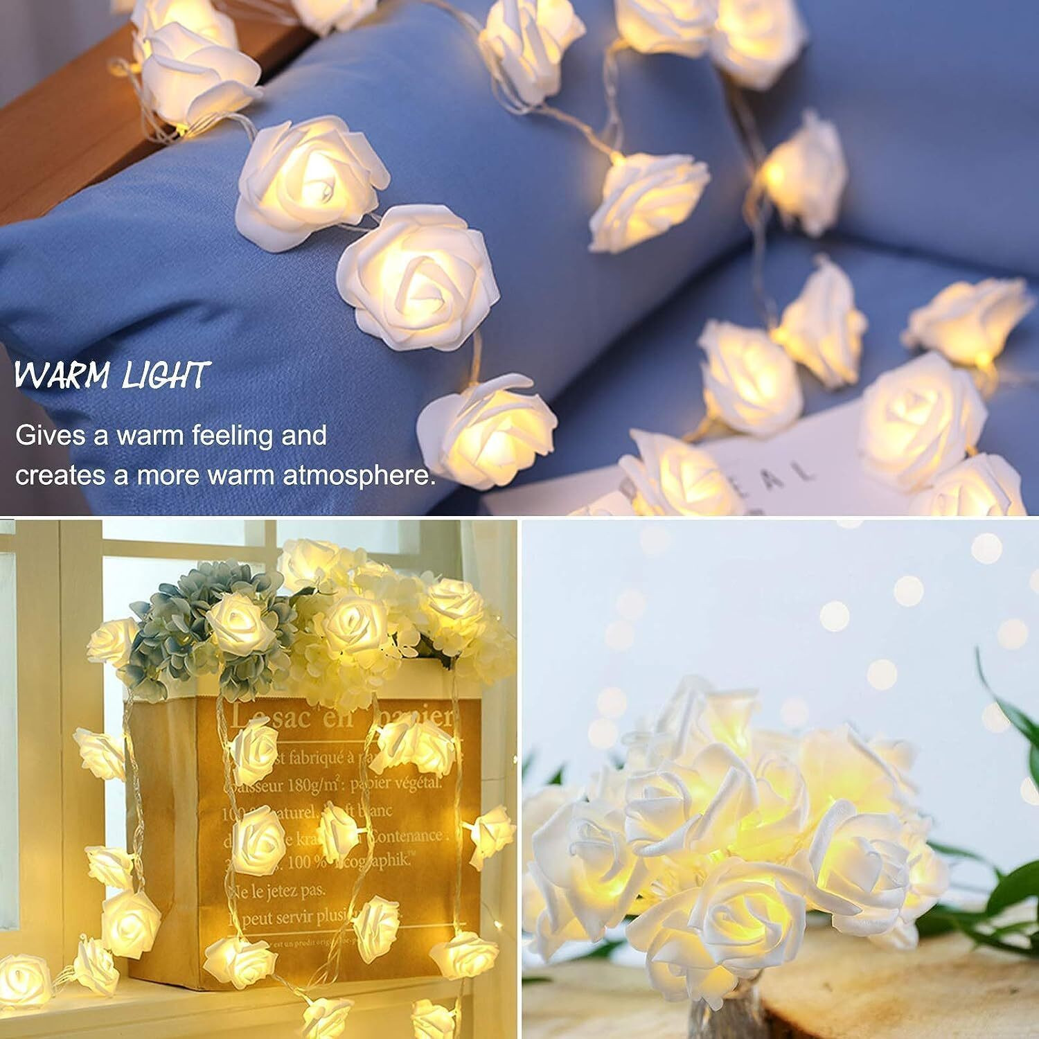 Image of One94Store 14 LEDs 3 m Yellow Steady Flower Rice Lights