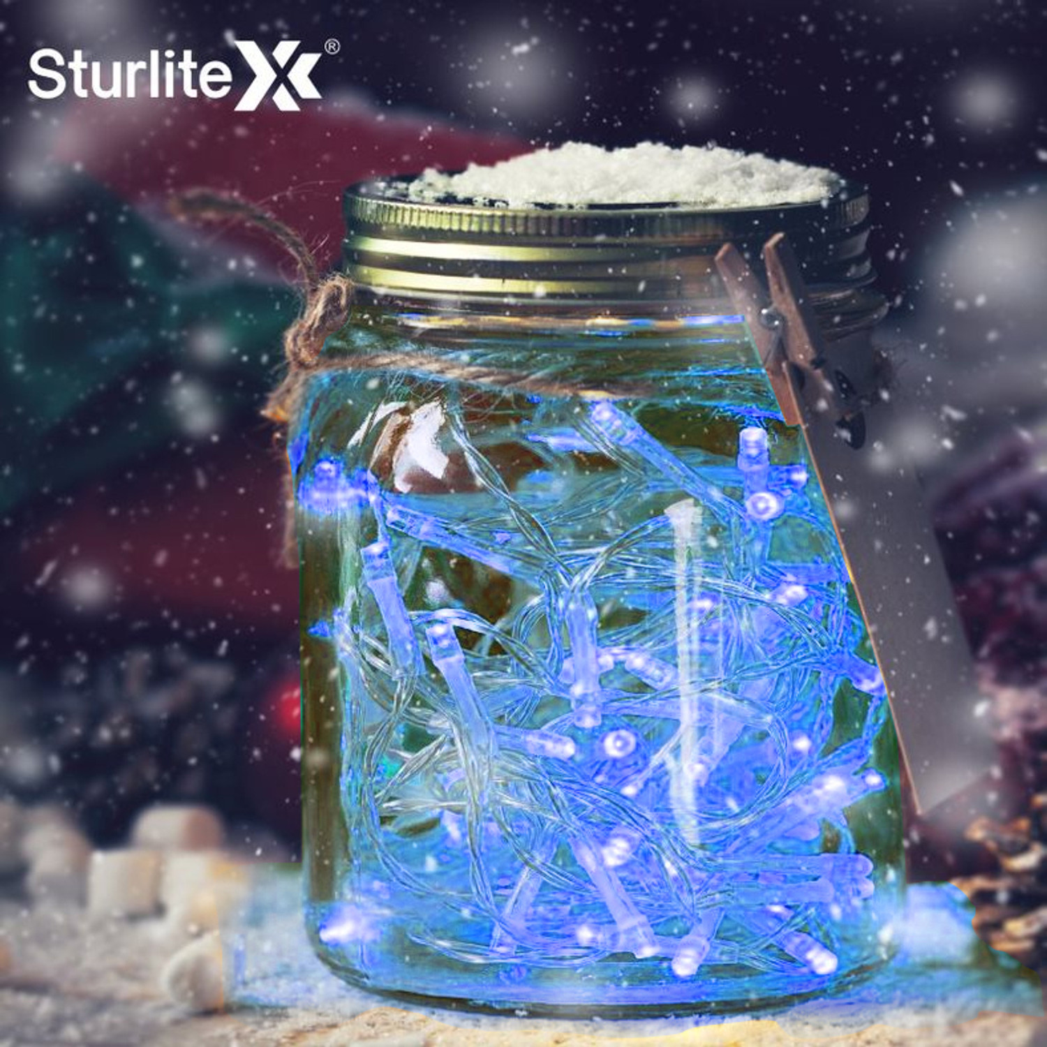 Image of Sturlite 46 LEDs 10 m Blue Flickering, Steady Bulb Rice Lights
