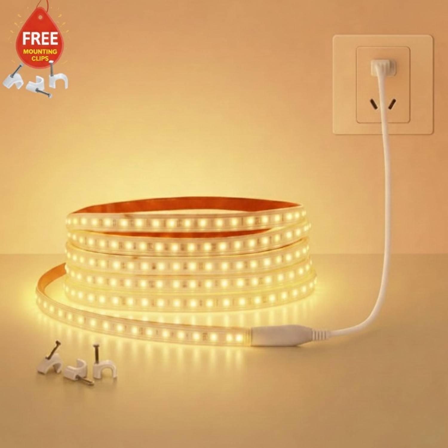 Image of Errol 960 LEDs 8 m Yellow Steady Strip Rice Lights