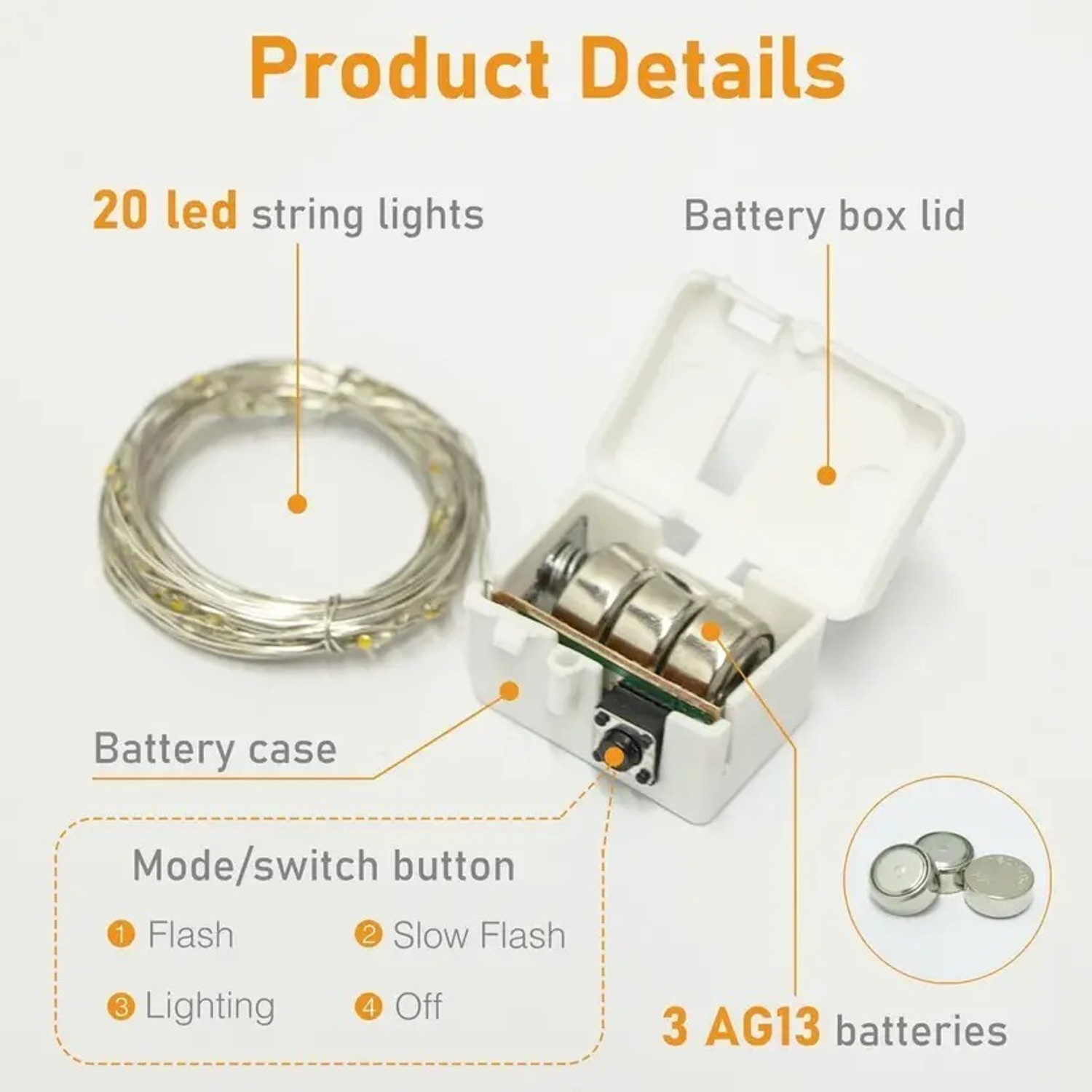 Image of sidhguru 20 LEDs 2 m Multicolor Flickering String Rice Lights