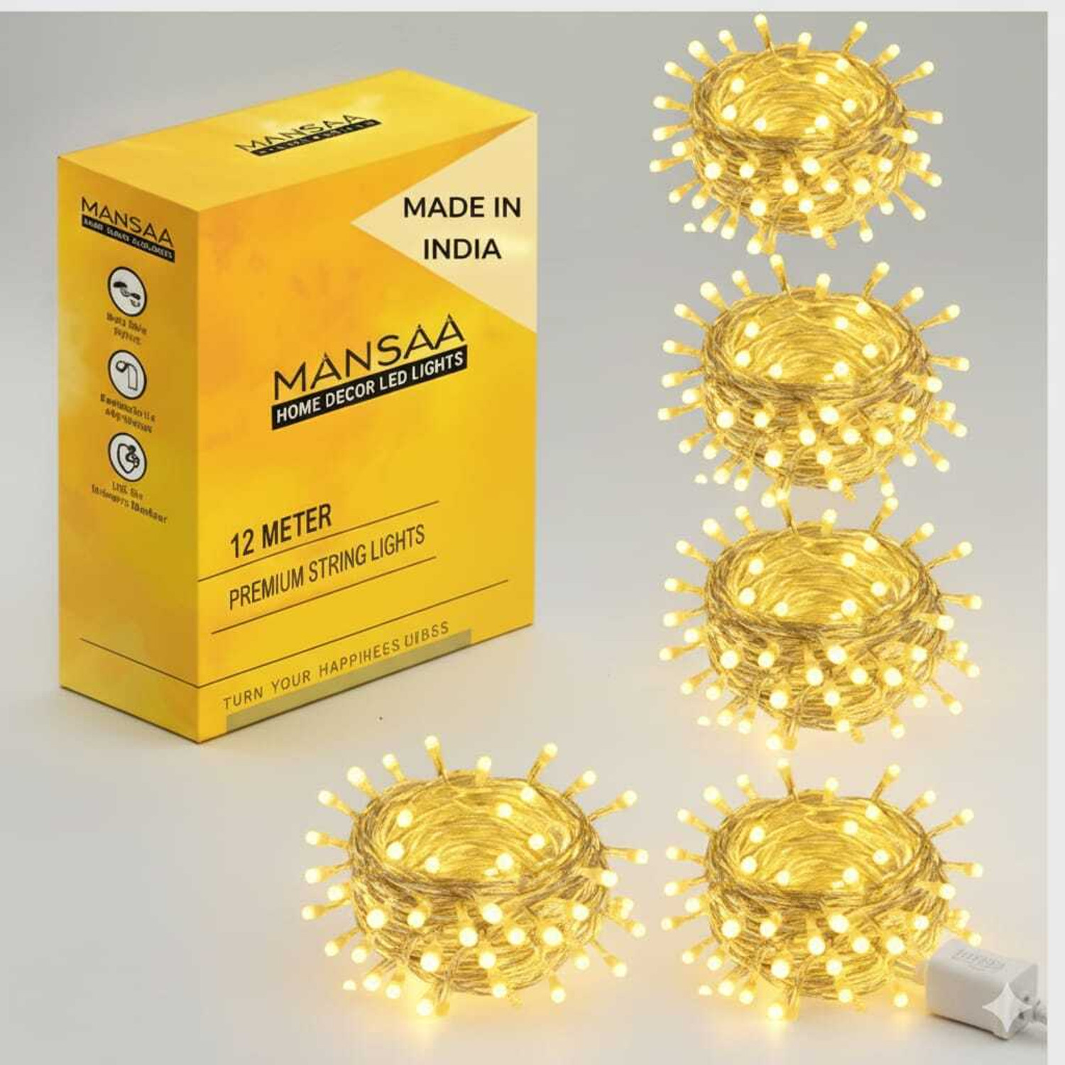 Image of MANSAA 40 LEDs 11 m Yellow Steady String Rice Lights
