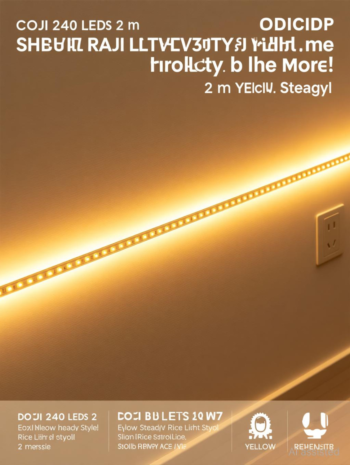 Image of DOJI 240 LEDs 2 m Yellow Steady Strip Rice Lights