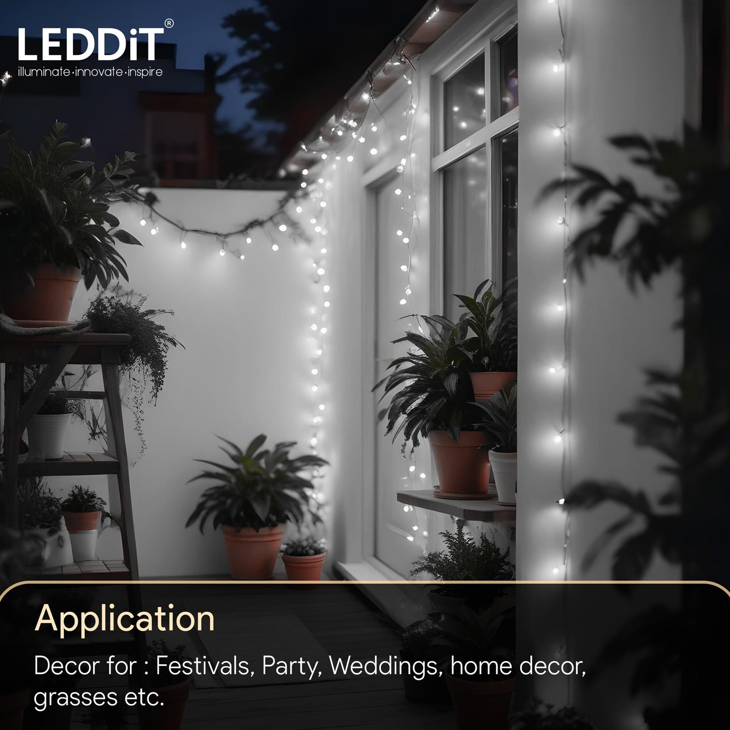 Image of LEDDIT 40 LEDs 10 m White Steady String Rice Lights