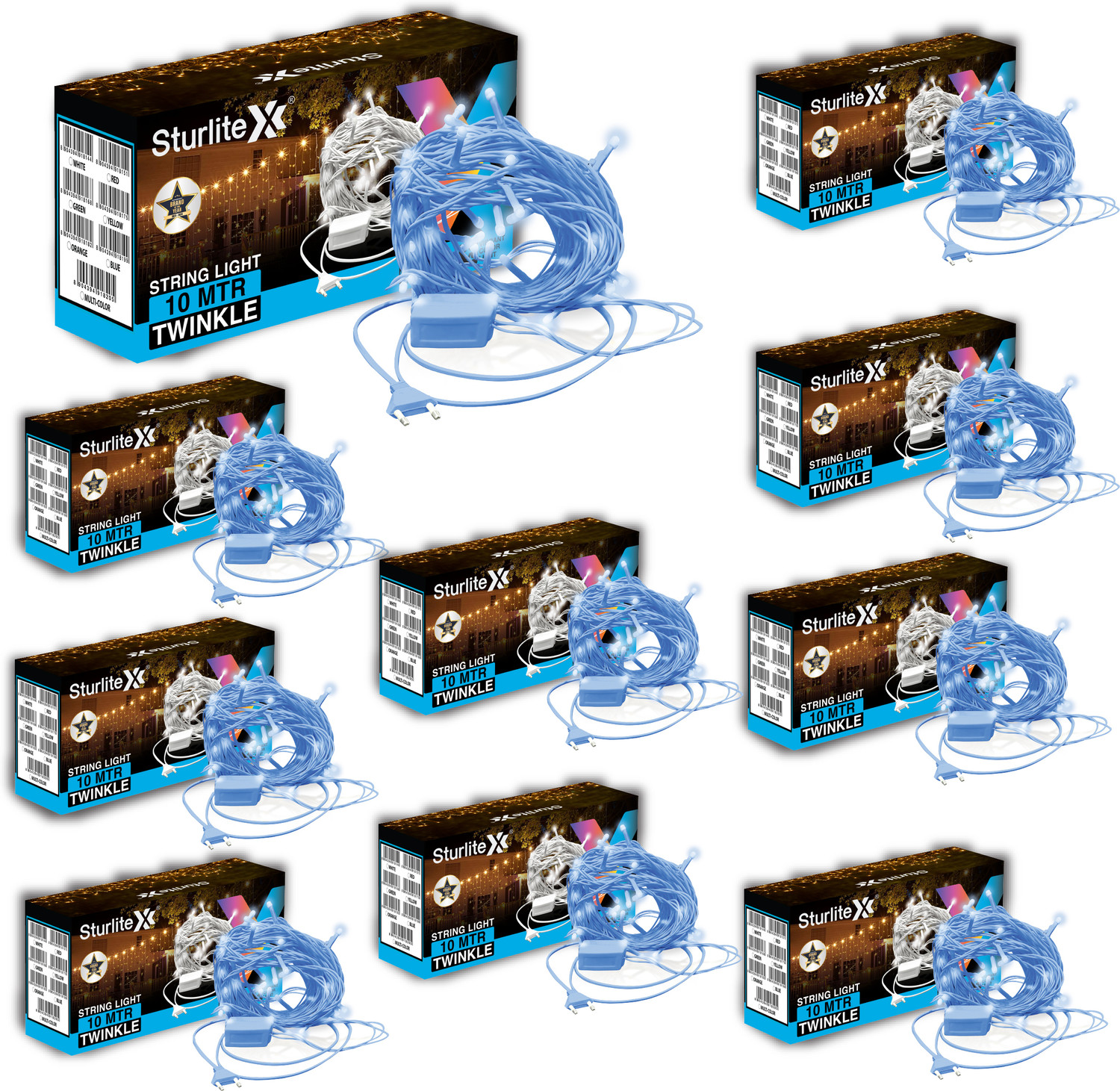 Image of Sturlite 46 LEDs 10 m Blue Flickering, Steady Bulb Rice Lights