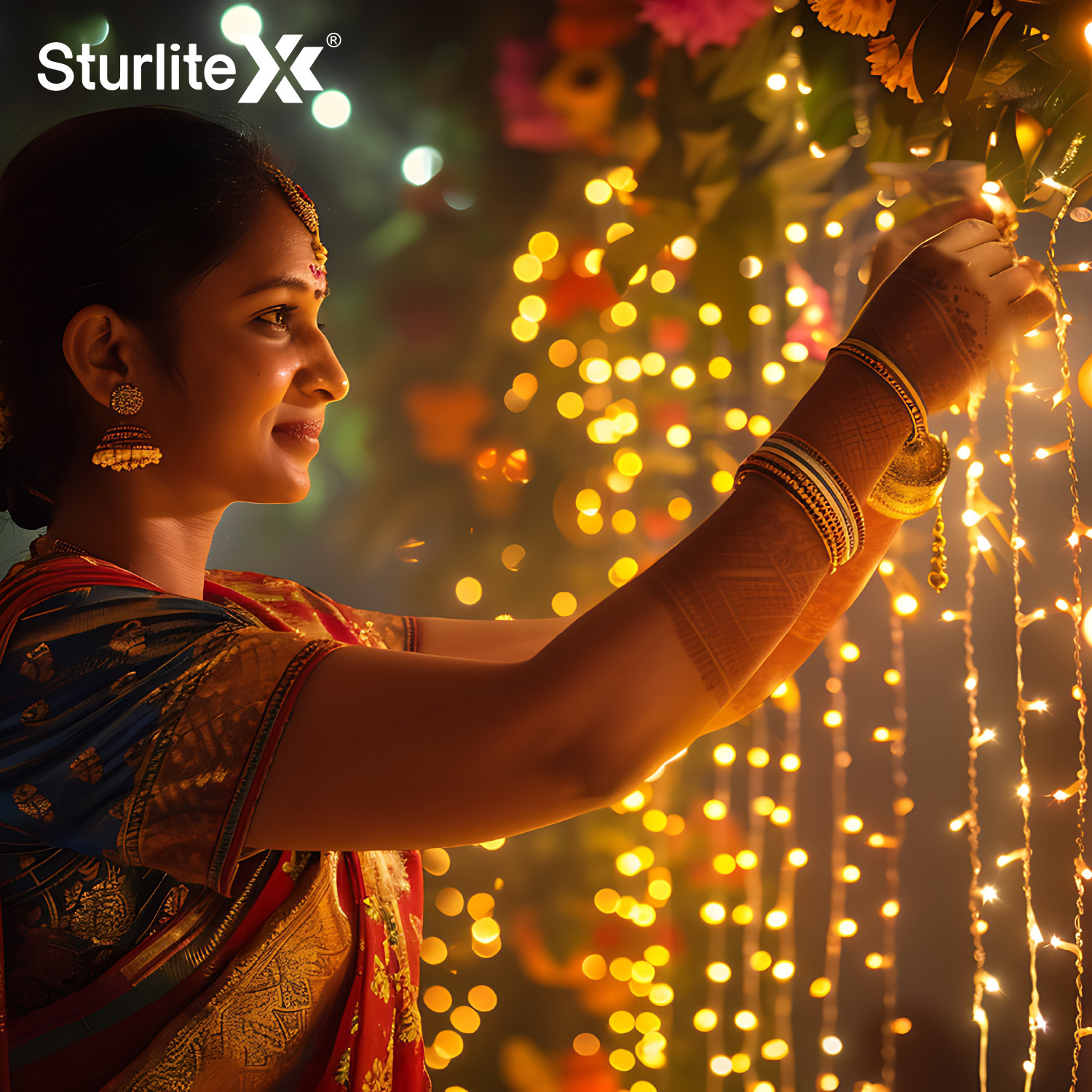 Image of Sturlite 46 LEDs 10 m Yellow Flickering, Steady Bulb Rice Lights