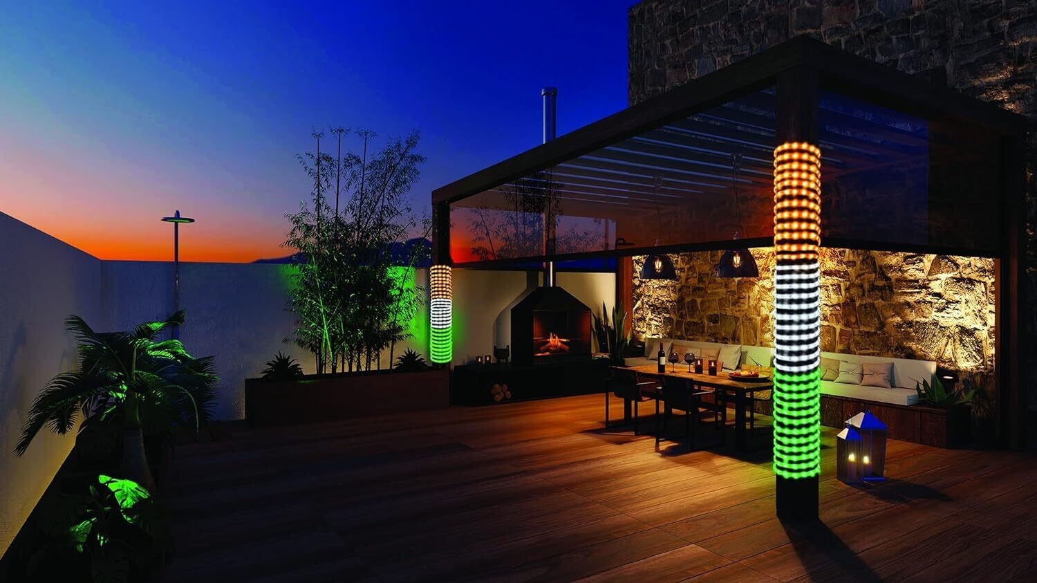 Image of Xydrozen 1800 LEDs 15 m Orange, White, Green Steady Strip Rice Lights
