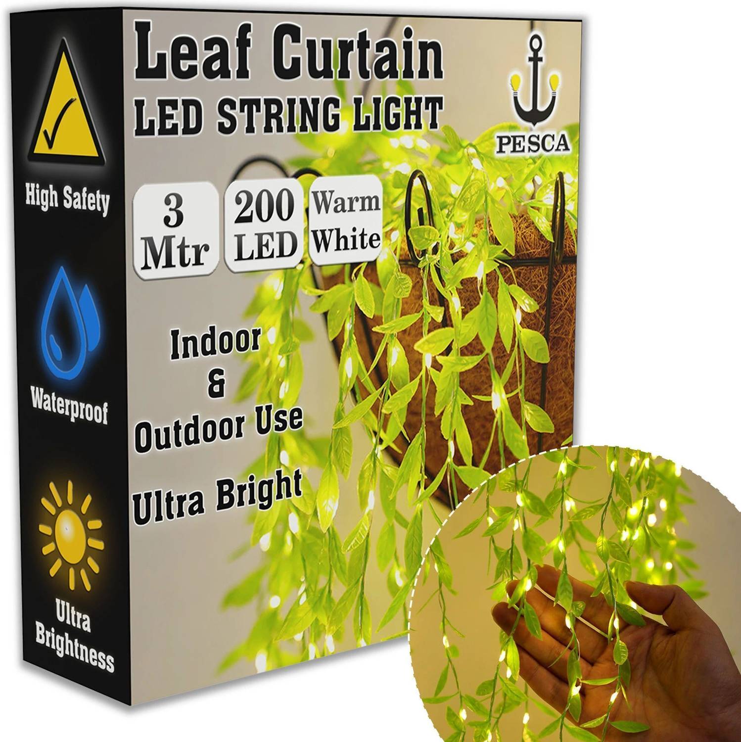 PESCA 200 LEDs 3m Yellow Leaf Lights - Image 1
