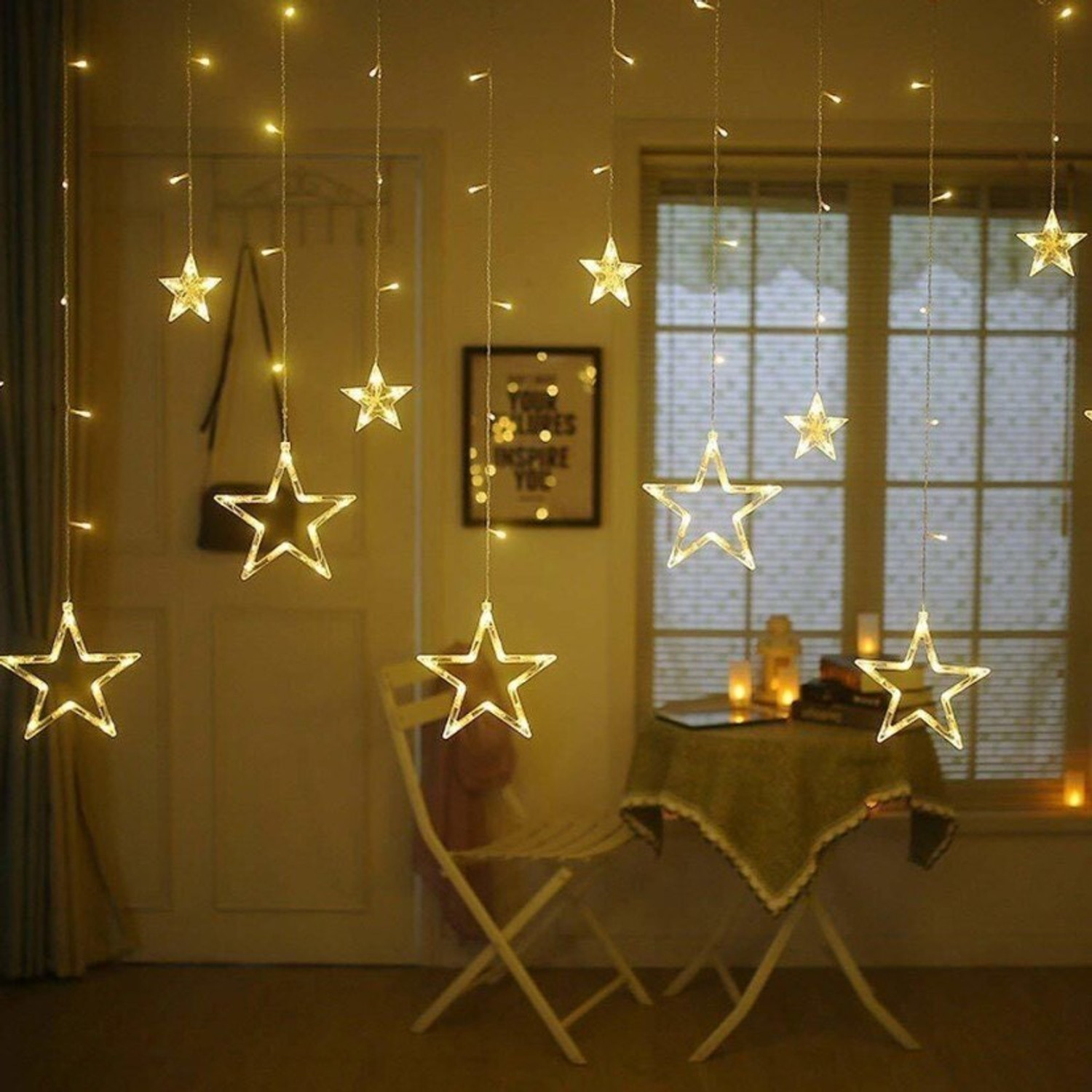 Image of Blissbells 138 LEDs 5.11 m Yellow Steady, Flickering Star Rice Lights (Pack of 1)