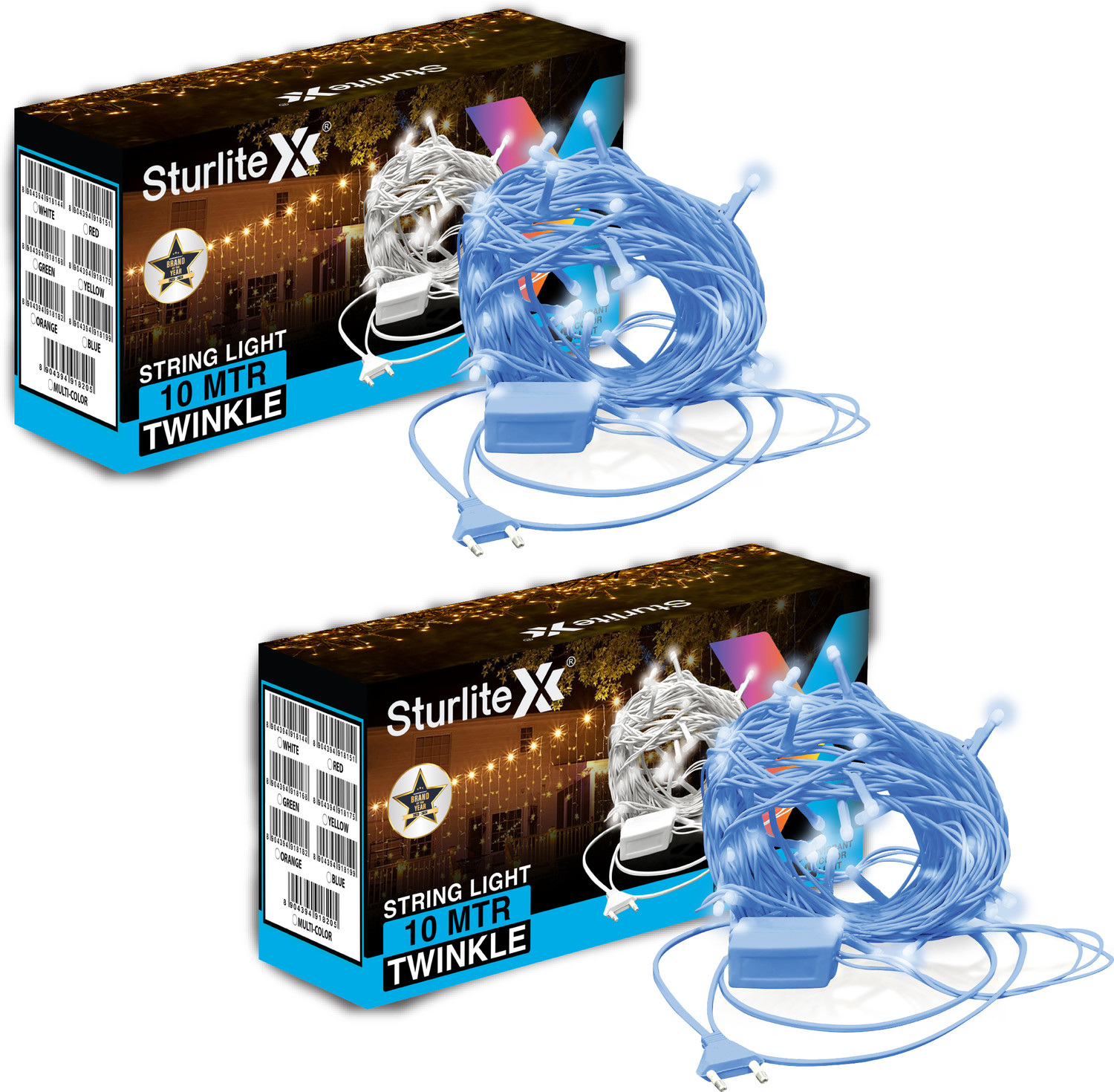 Image of Sturlite 46 LEDs 10 m Blue Flickering, Steady Bulb Rice Lights