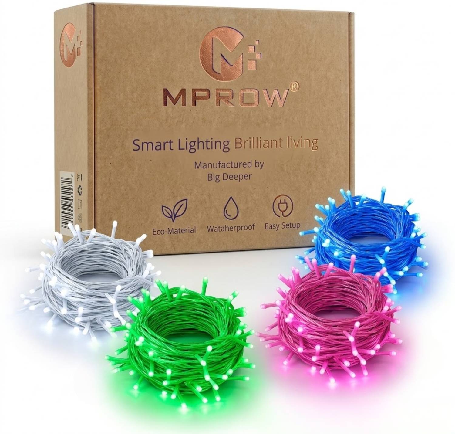 MPROW 40 LEDs 11 m White, Green, Pink, Blue Steady String Rice Li
