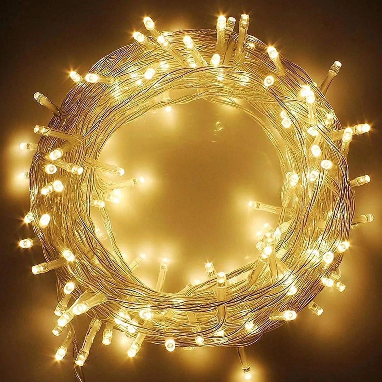 LEDDIT 40 LEDs 10 m Yellow Steady String Rice Lights (Pack of 1)