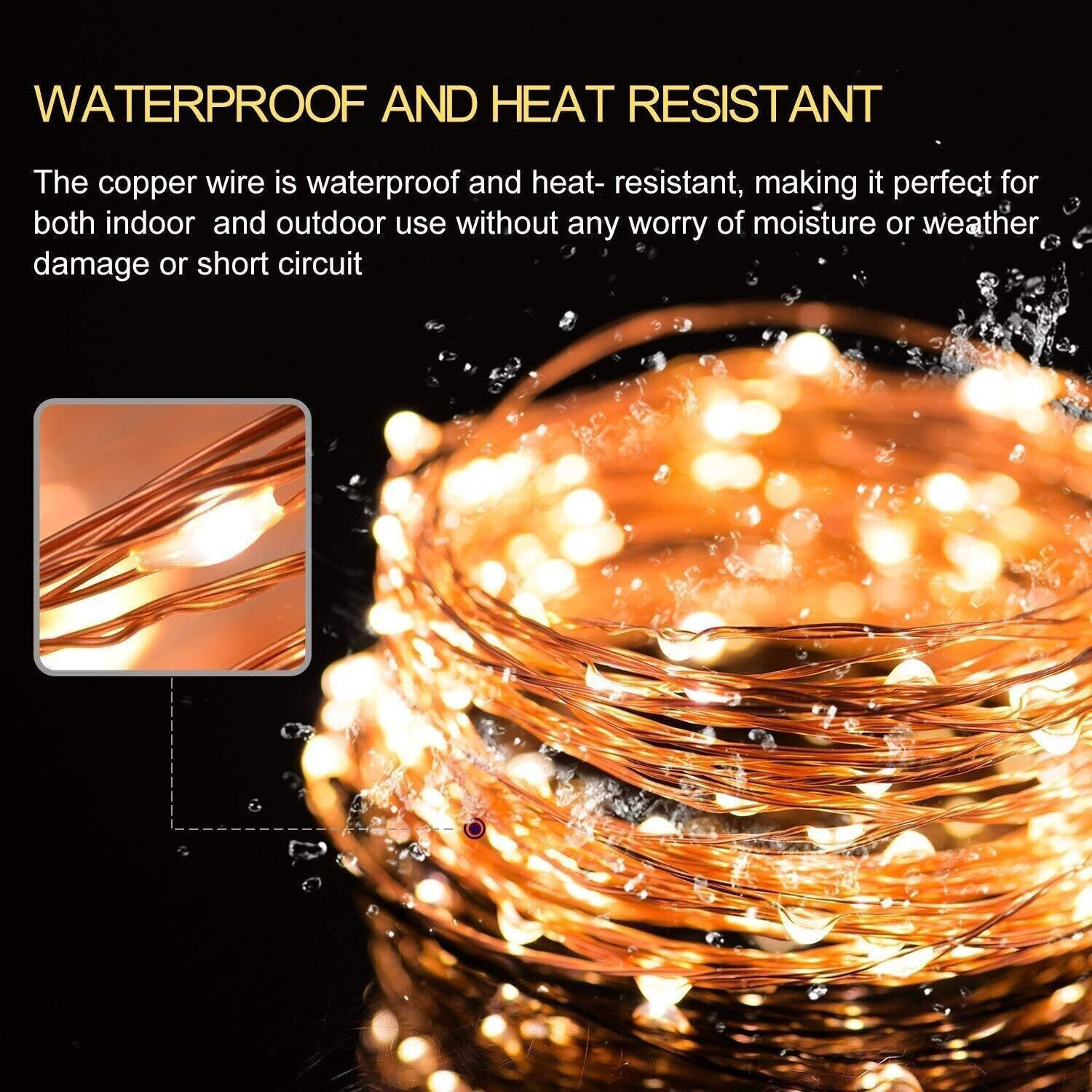 Image of diyadecor 100 LEDs 5 m Yellow Steady String Rice Lights