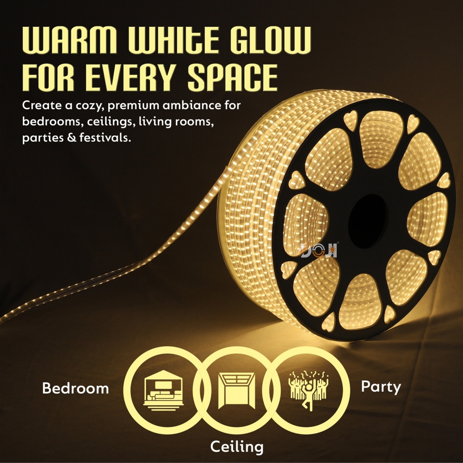 Image of DOJI 240 LEDs 2 m Yellow Steady Strip Rice Lights