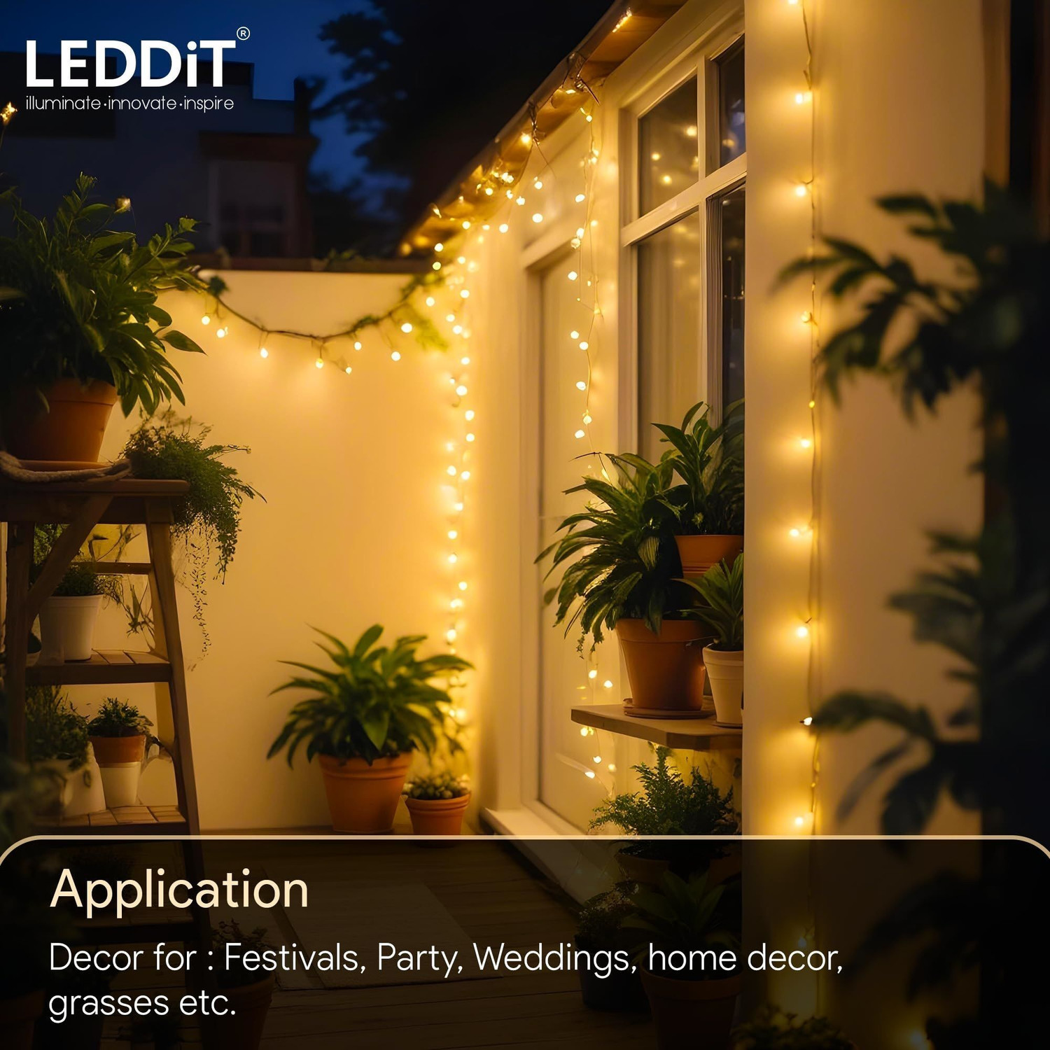 Image of LEDDIT 40 LEDs 10 m Yellow Steady String Rice Lights