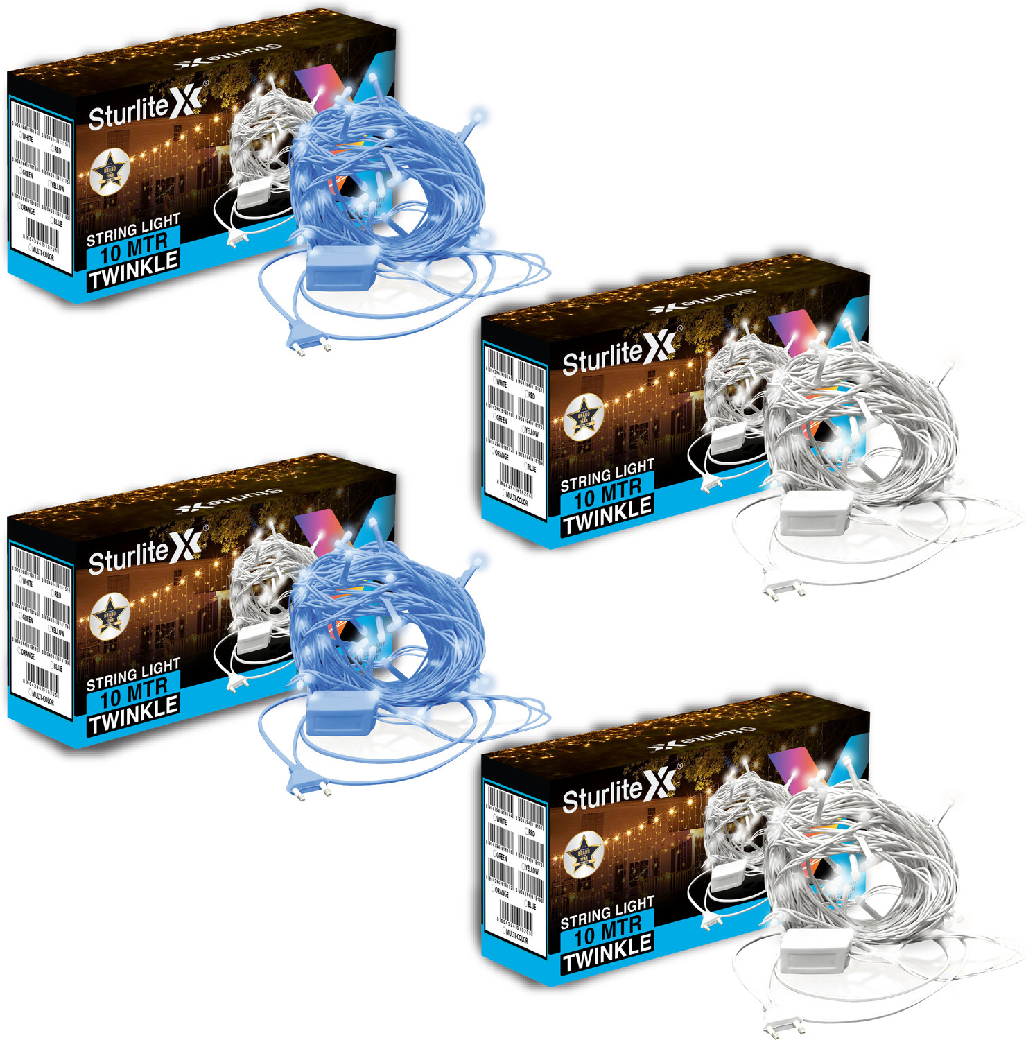 Image of Sturlite 46 LEDs 10 m Blue, White Flickering, Steady Bulb Rice Lights