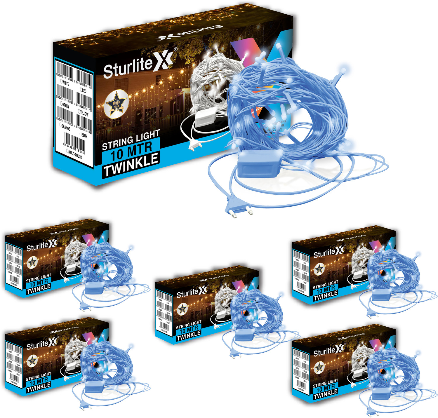 Image of Sturlite 46 LEDs 10 m Blue Flickering, Steady Bulb Rice Lights