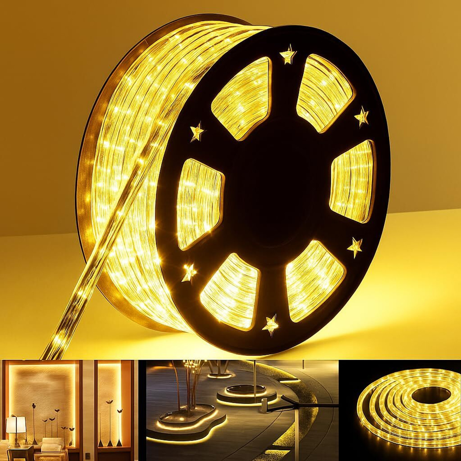 Image of KAVANA 1200 LEDs 10 m Yellow Steady Strip Rice Lights (Pack of 1)