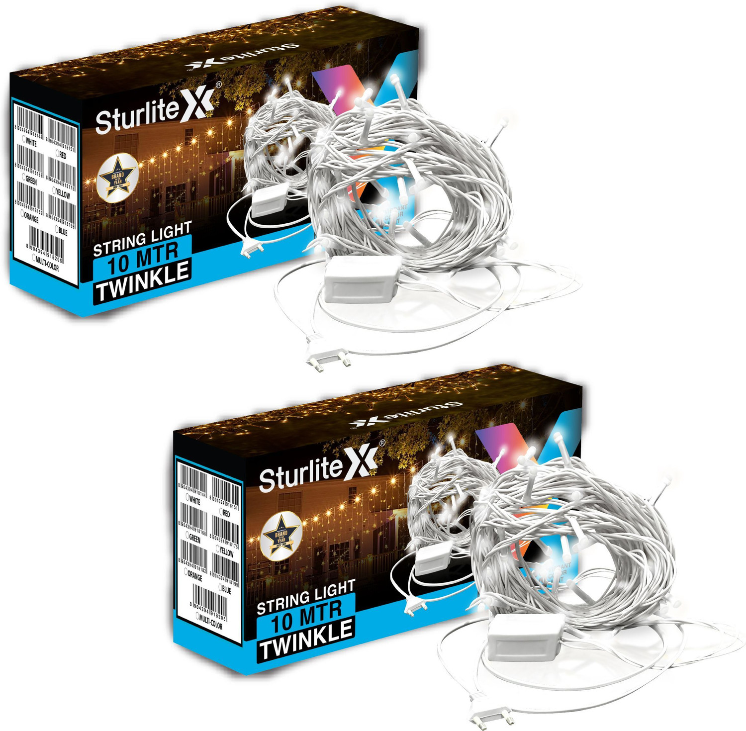 Image of Sturlite 46 LEDs 10 m White Flickering, Steady Bulb Rice Lights