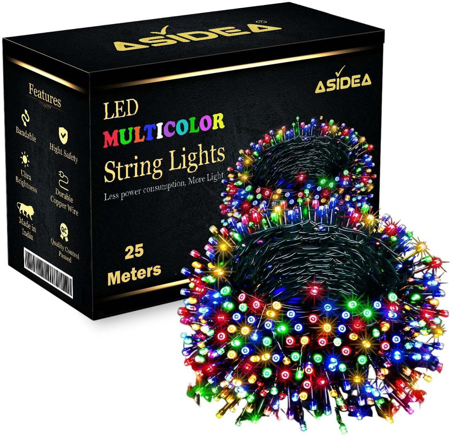 Image of ASIDEA 80 LEDs 25 m Multicolor Flickering Disco Rice Lights (Pack of 1)