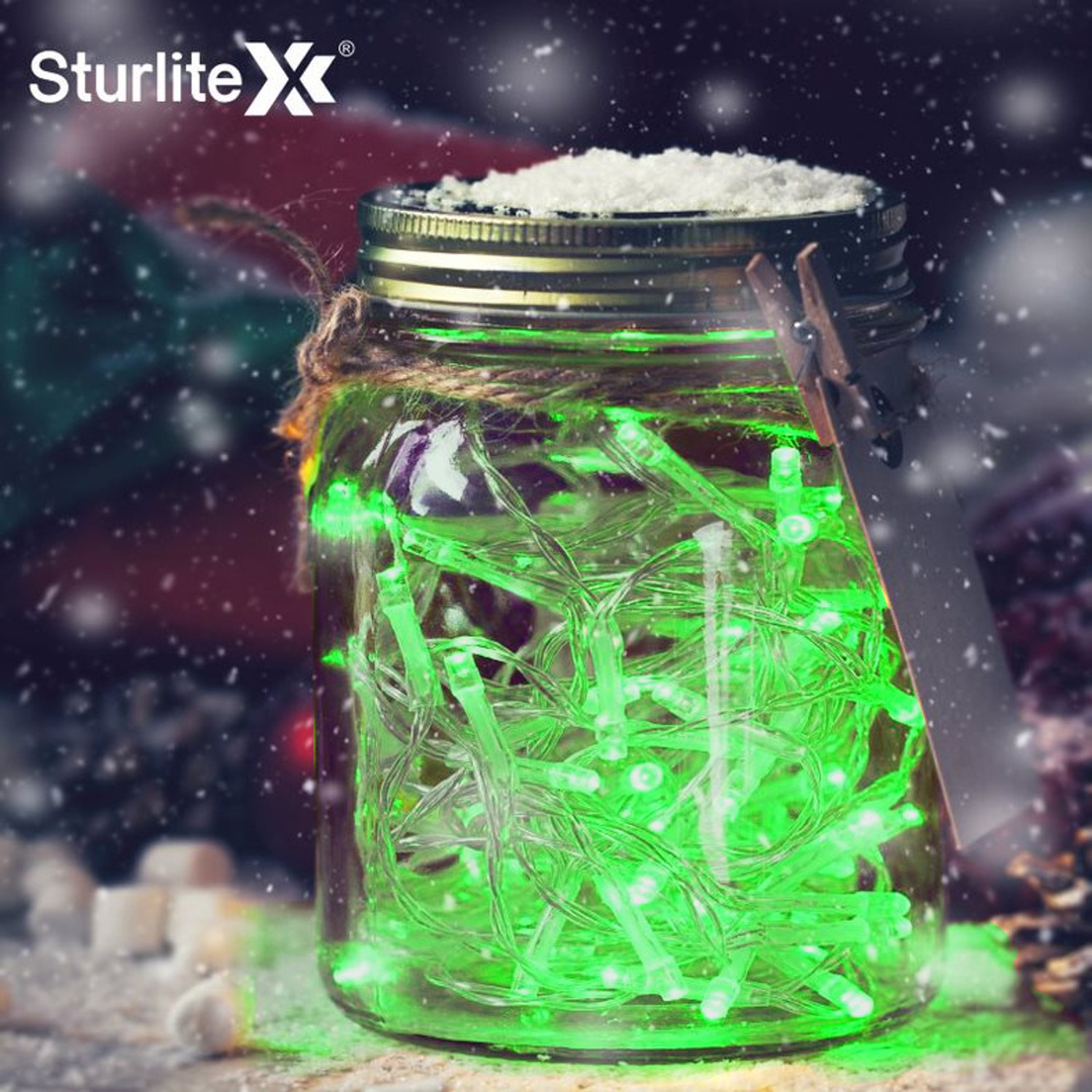 Image of Sturlite 46 LEDs 10 m Green Flickering, Steady Bulb Rice Lights