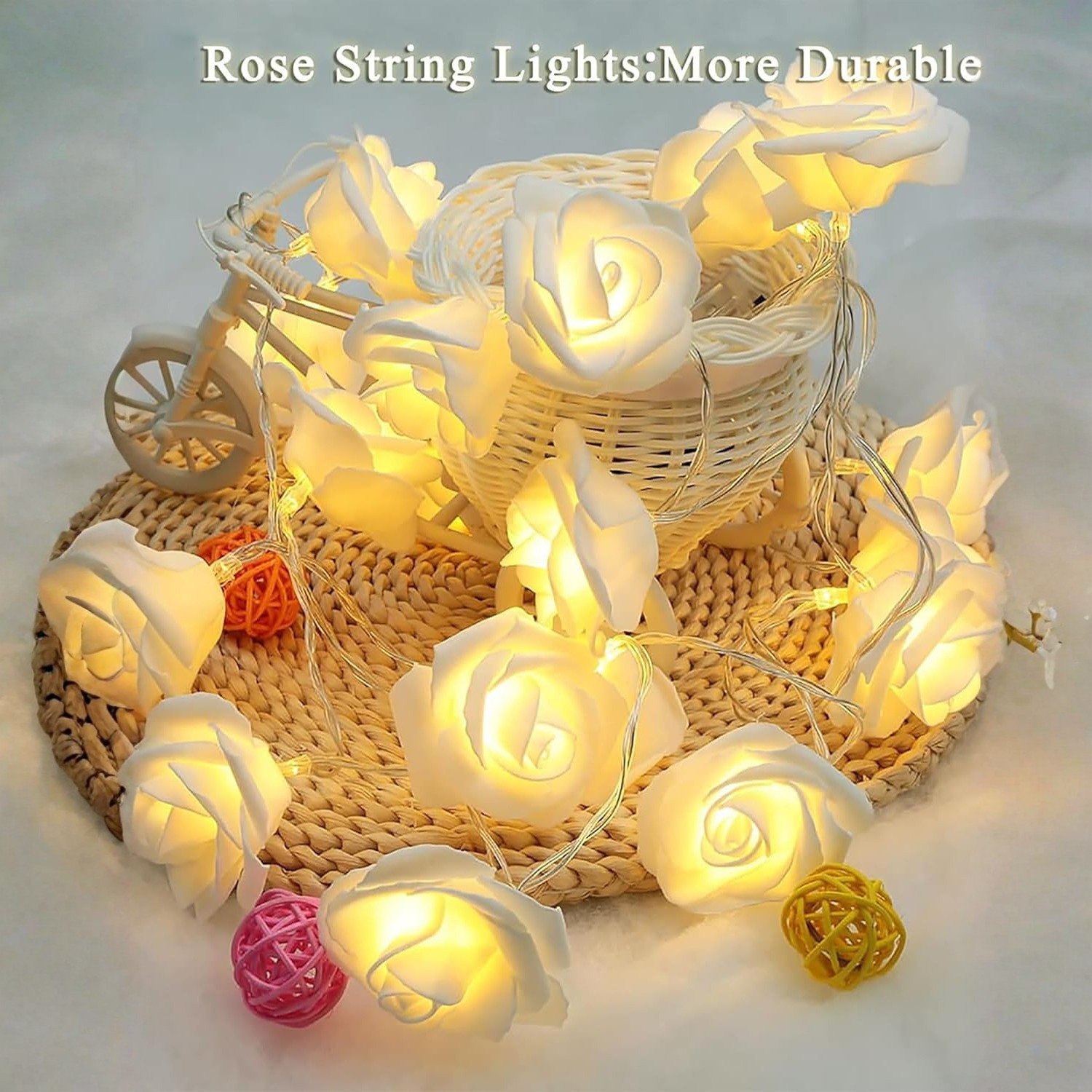 Image of One94Store 14 LEDs 3 m Yellow Steady Flower Rice Lights