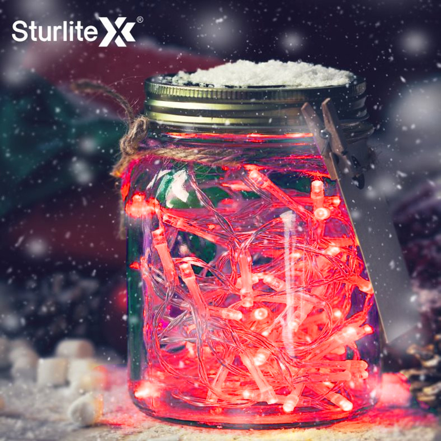 Image of Sturlite 46 LEDs 10 m Red Flickering, Steady Bulb Rice Lights