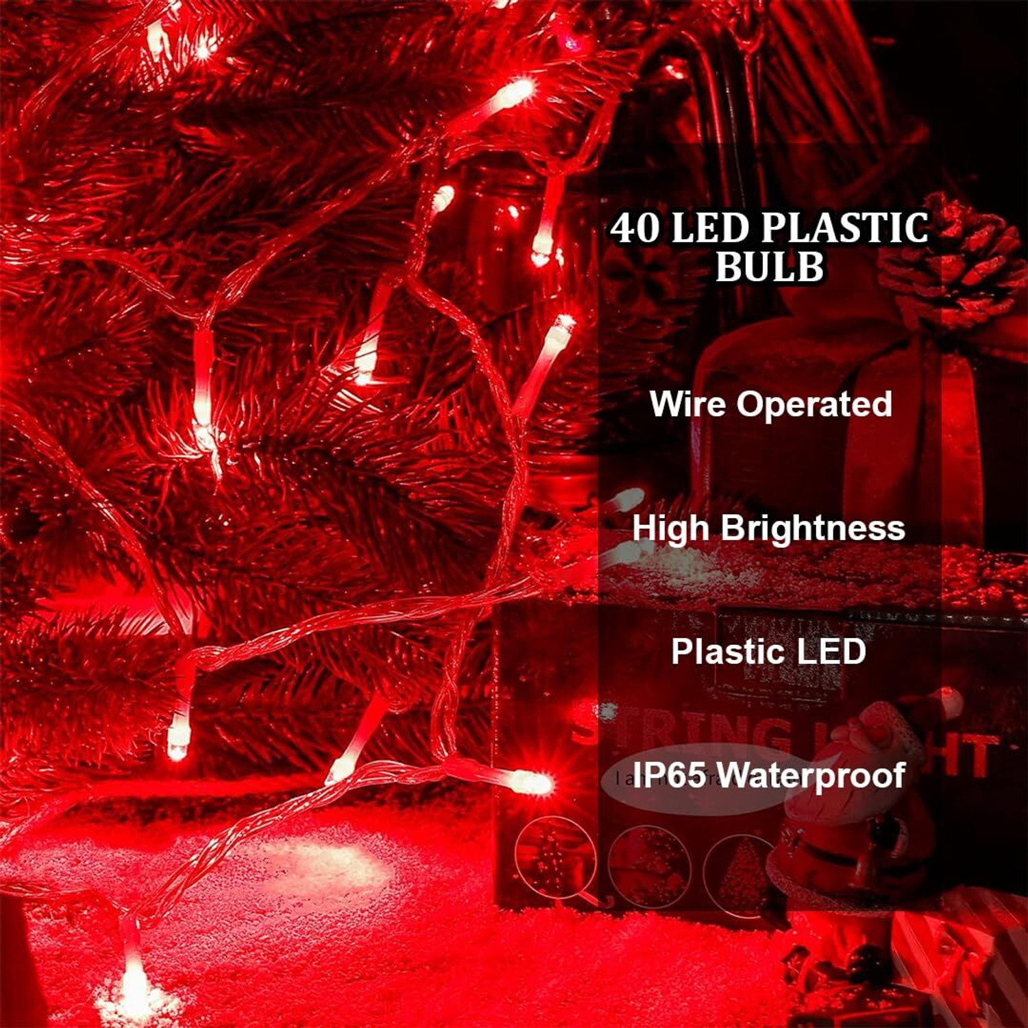 Image of FIZZYTECH 40 LEDs 11 m Red Flickering String Rice Lights