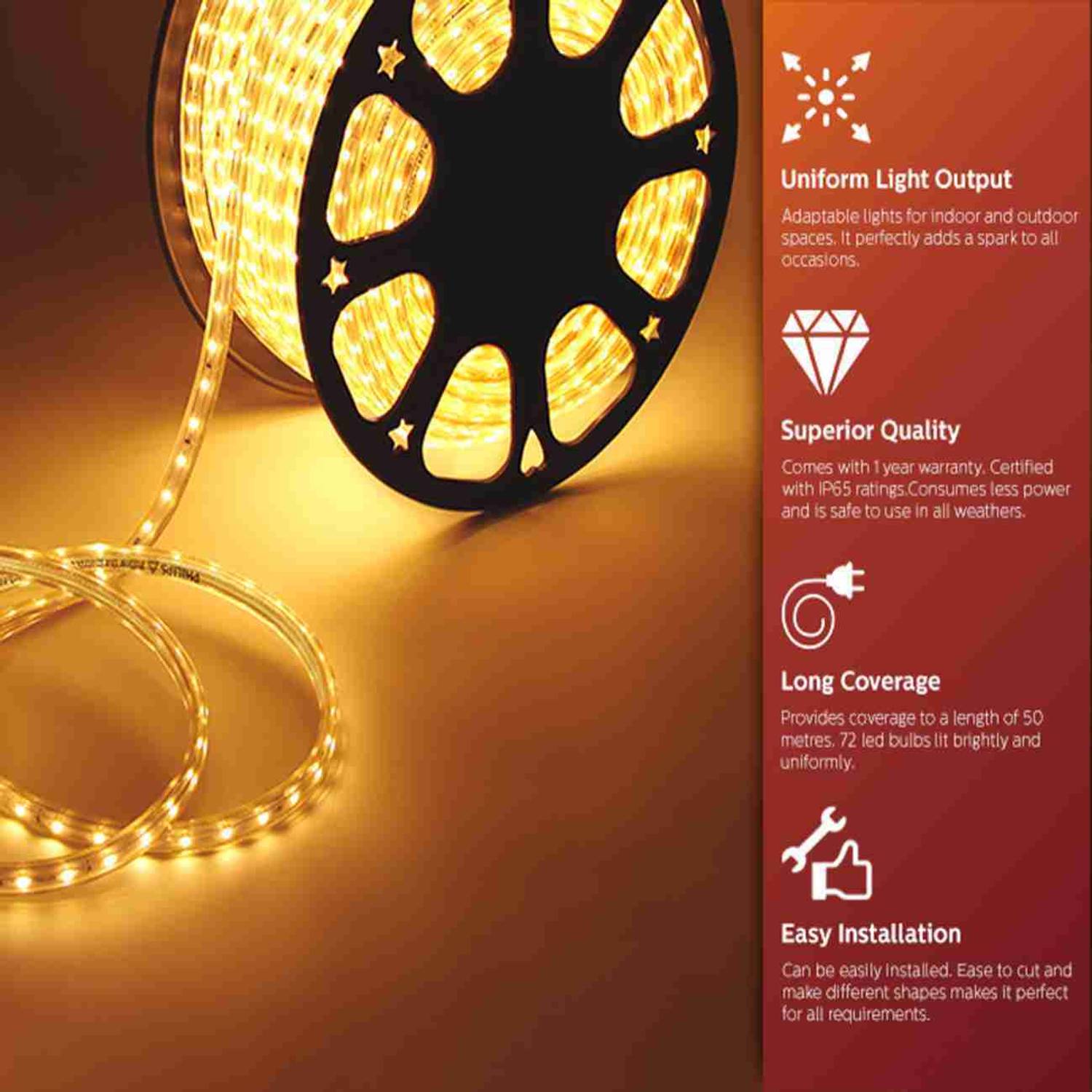 inooBeam 2400 LEDs 10.05 m Yellow Steady Strip Rice Lights (Pack
