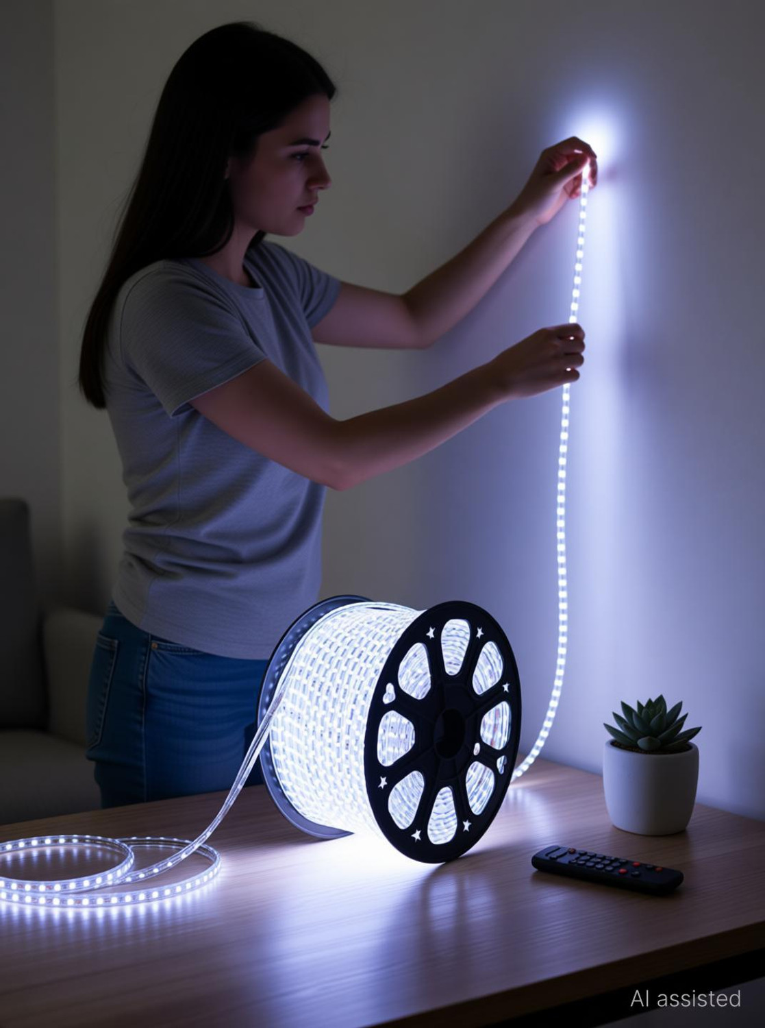 Image of 33 Foot 10M Rope Light Waterproof High Brightness For Indoor /Outdoor Use 1200 LEDs 10 m White Steady Strip Rice Lights