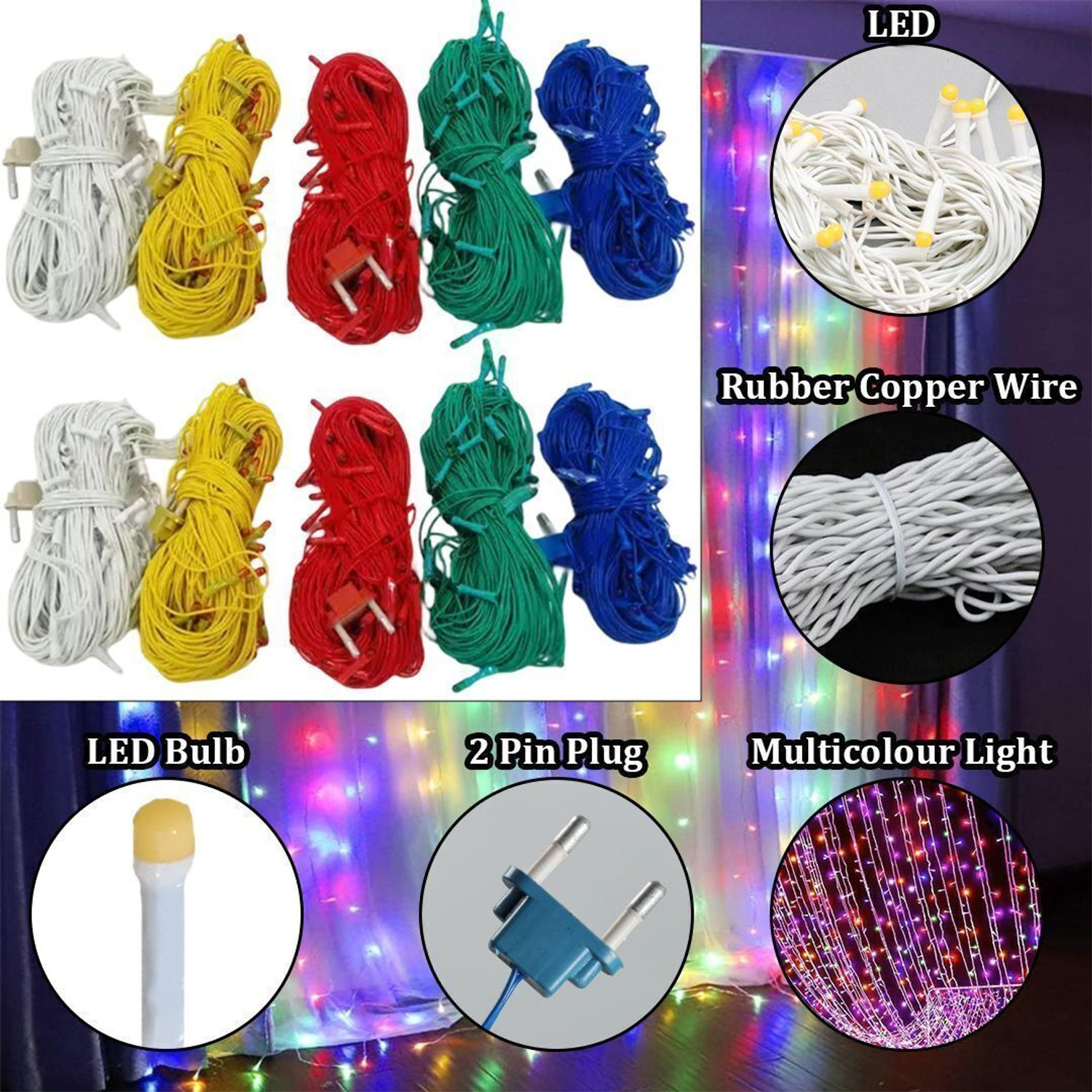 Image of FIZZYTECH 40 LEDs 11 m Multicolor Steady String Rice Lights