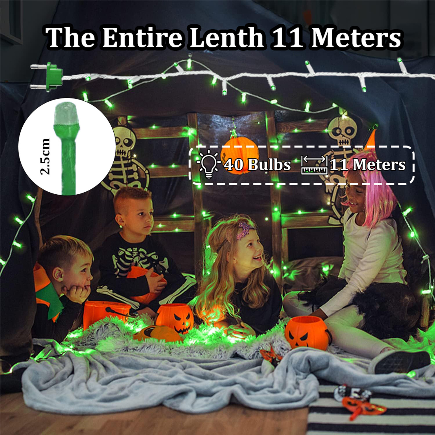 Image of FIZZYTECH 40 LEDs 11 m Green Flickering String Rice Lights