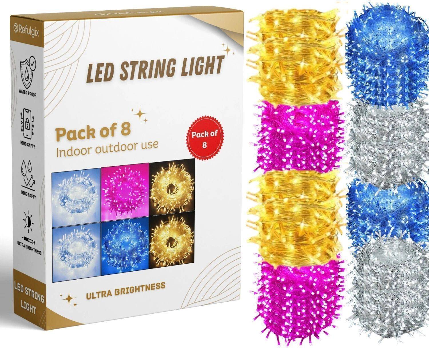 Refulgix 40 LEDs 12 m Multicolor Steady String Rice Lights (Pack