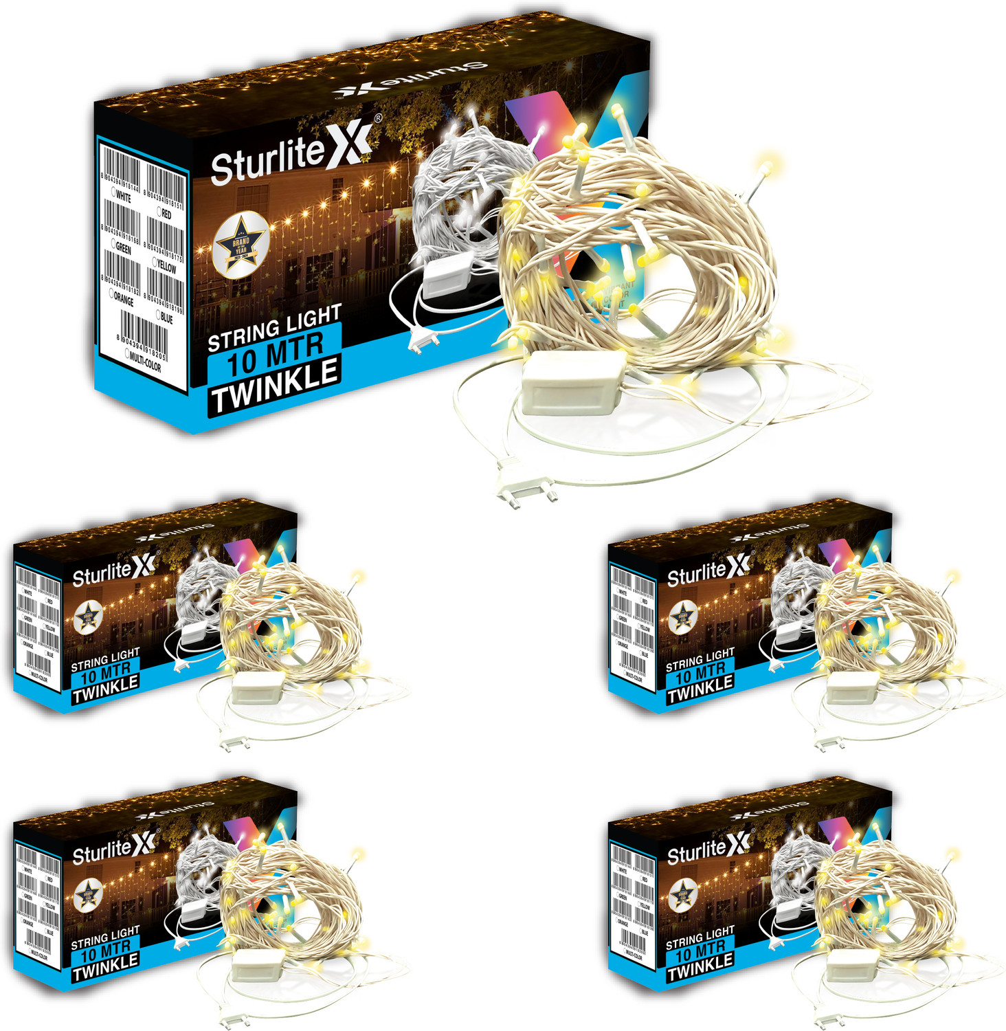 Image of Sturlite 46 LEDs 10 m Yellow Flickering, Steady Bulb Rice Lights