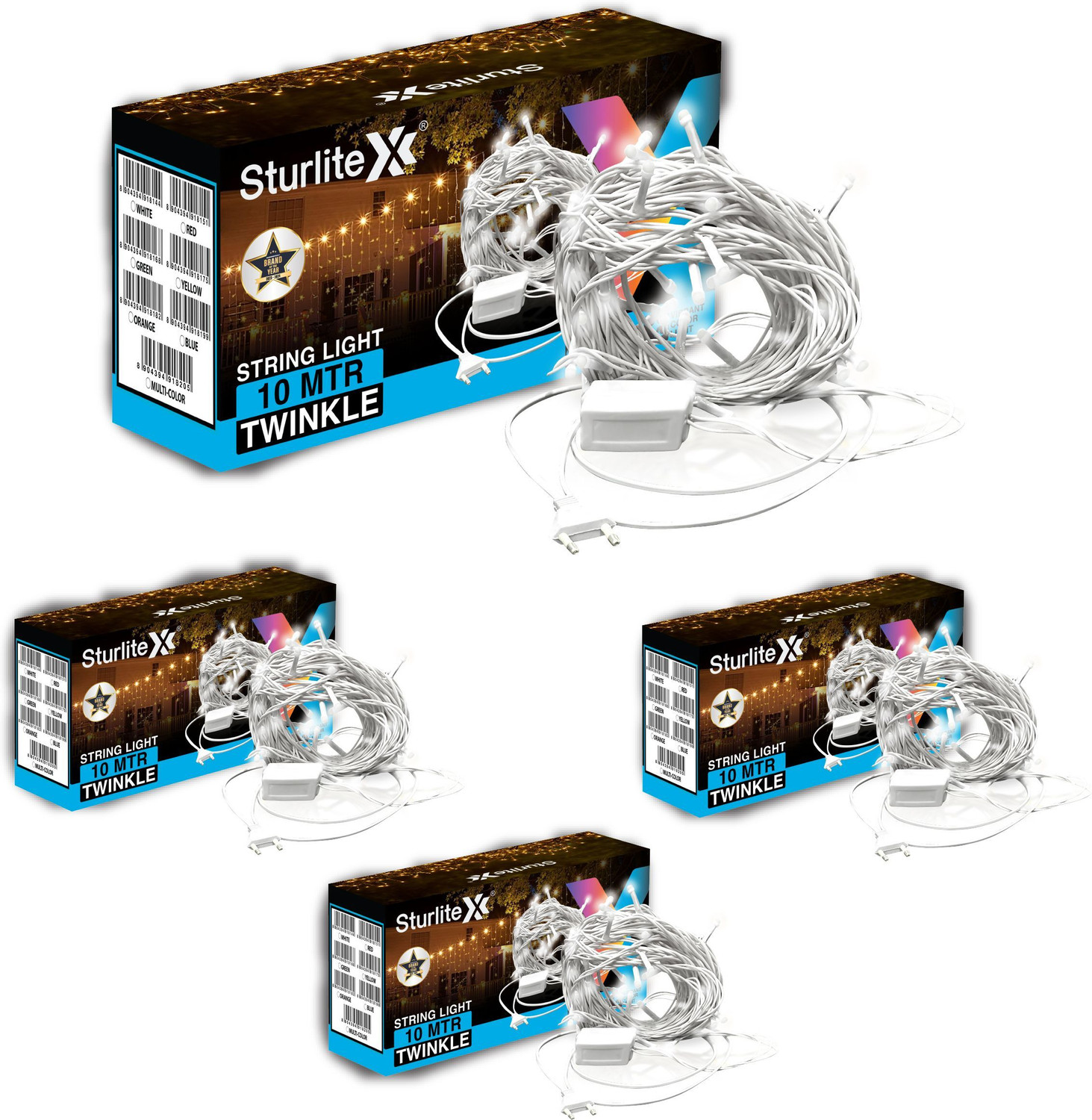 Image of Sturlite 46 LEDs 10 m White Flickering, Steady Bulb Rice Lights