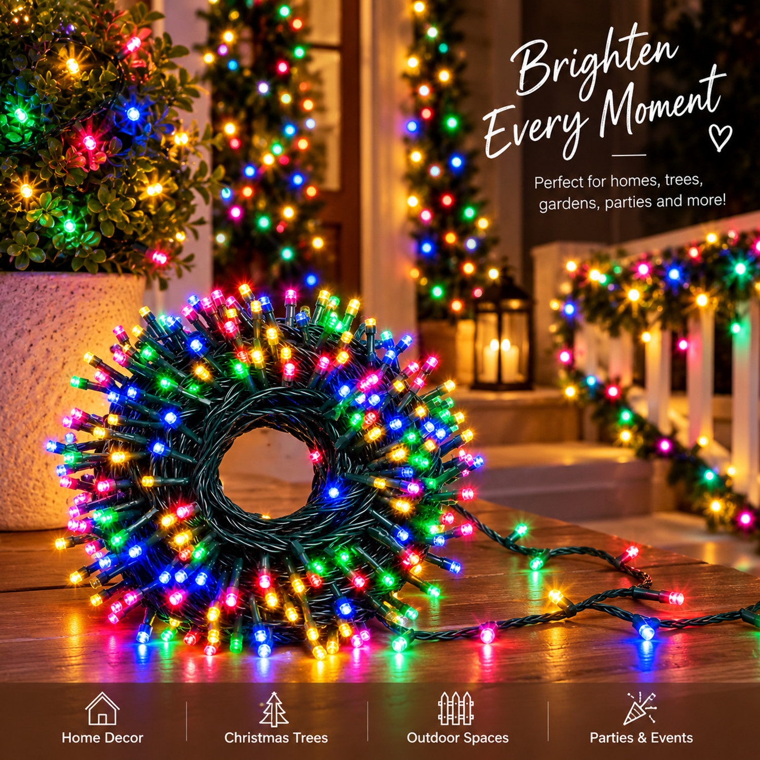 Image of GlowNest 50 LEDs 25 m Multicolor Steady String Rice Lights (Pack of 1)