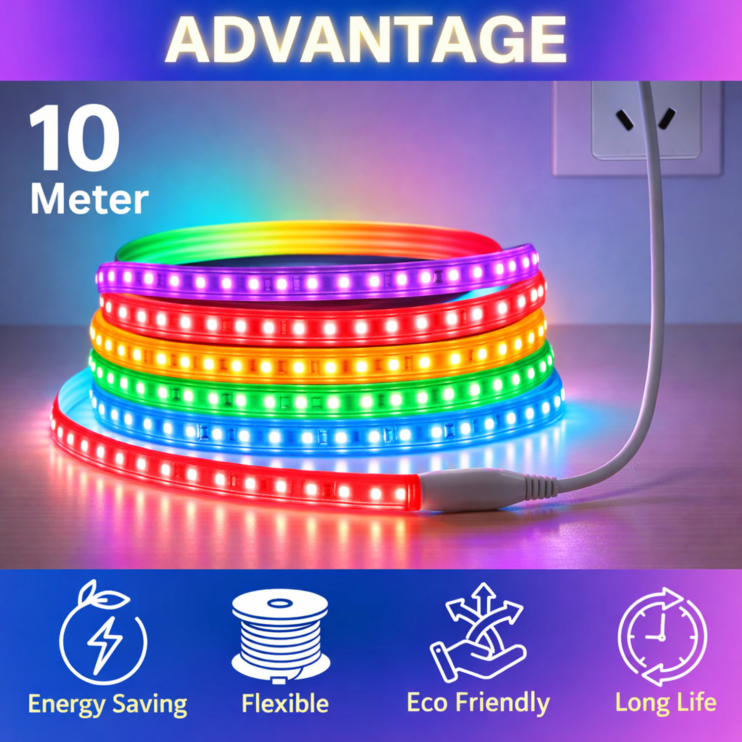 Image of One94Store 1200 LEDs 10 m Multicolor Steady Strip Rice Lights