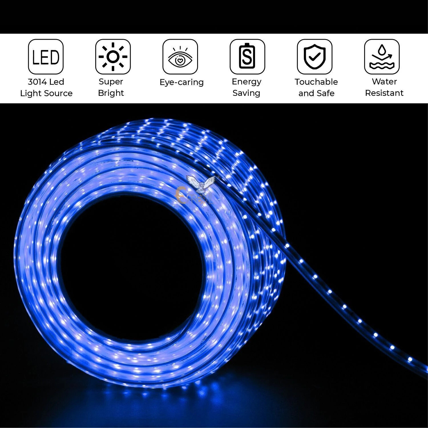 Image of Errol 186 LEDs 3 m Blue Steady Strip Rice Lights