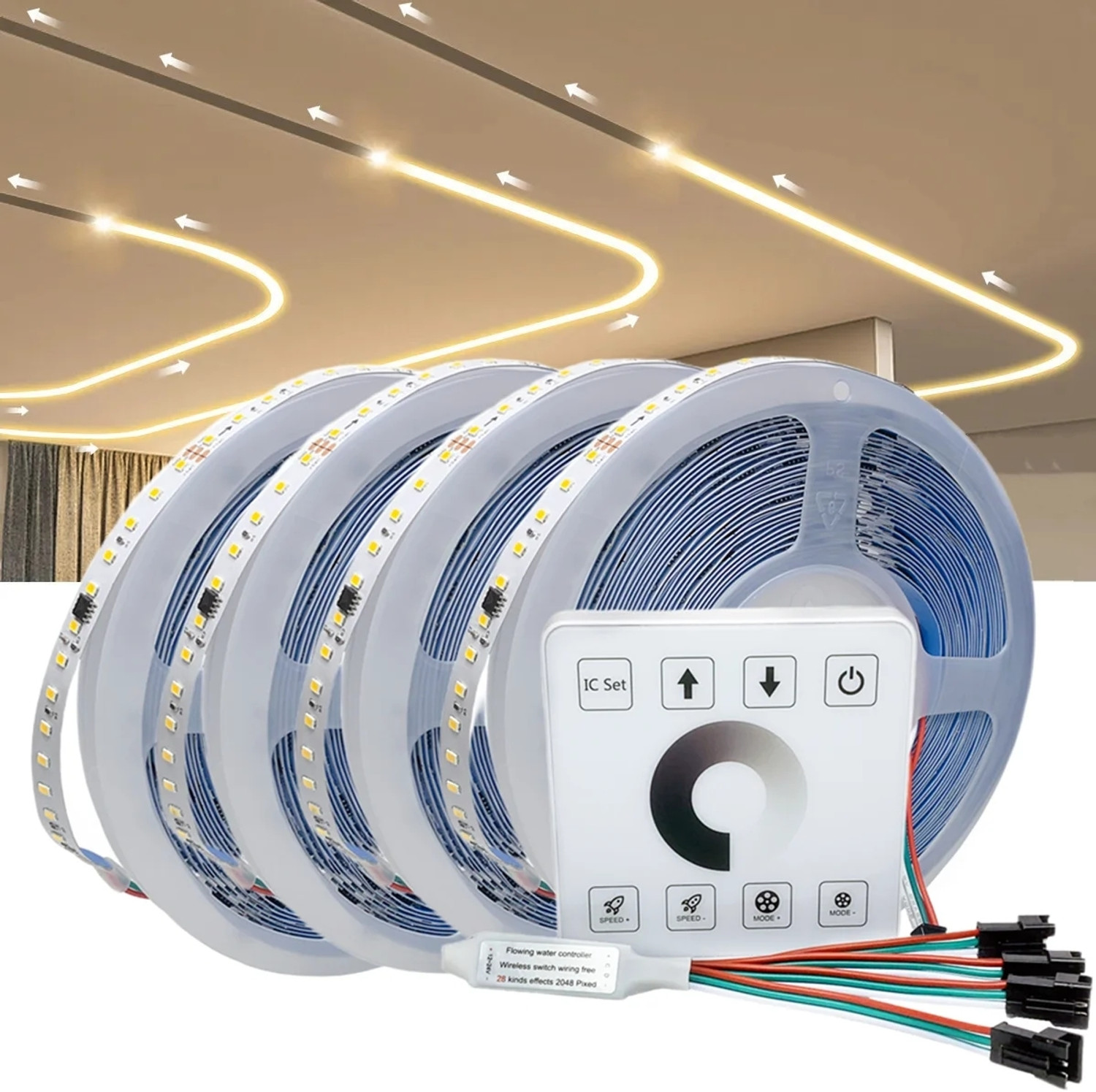 Image of spark world 120 LEDs 10 m Yellow Flickering Strip Rice Lights